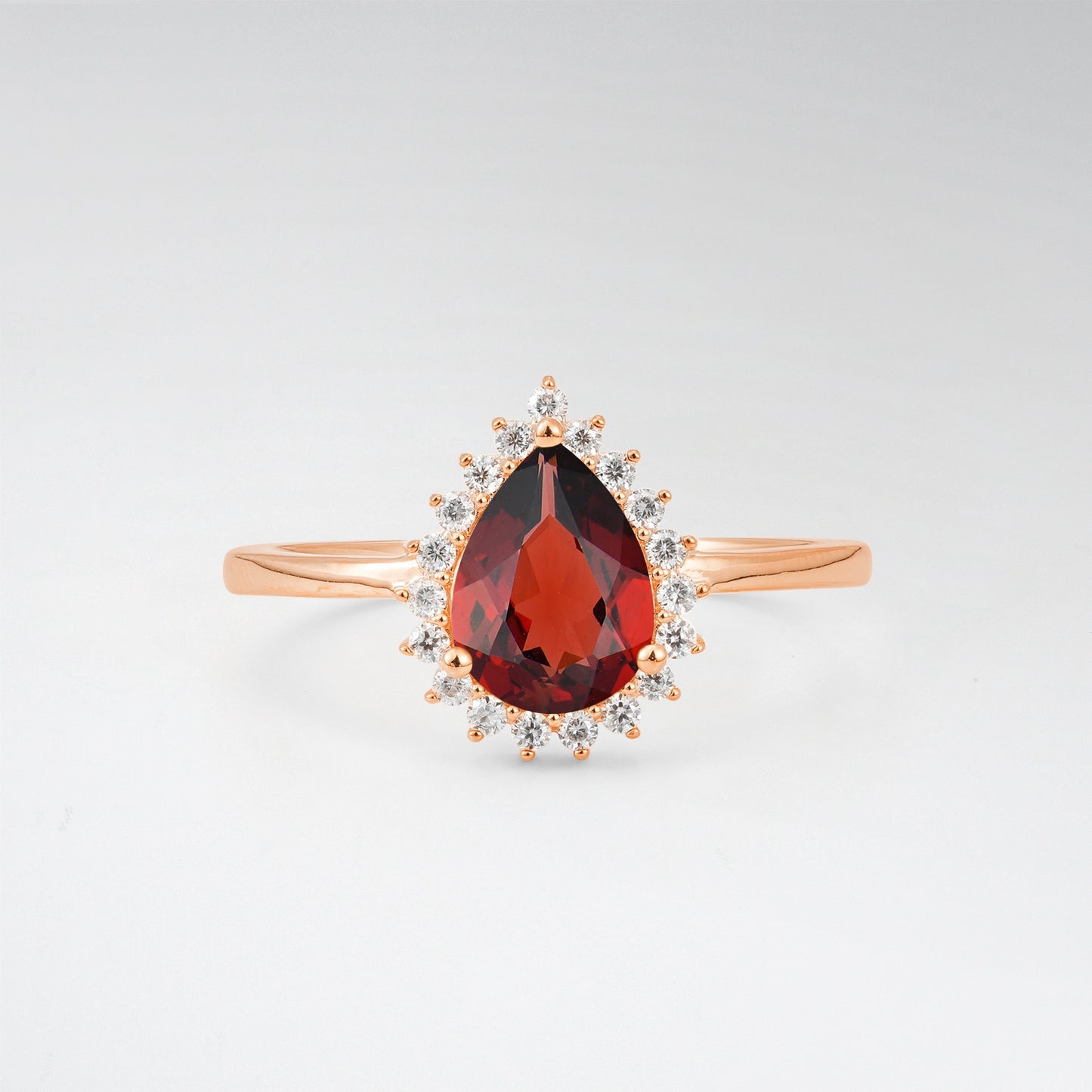 Vintage Art Deco Pear Cut Garnet Sunburst Halo Engagement Ring - Additional view