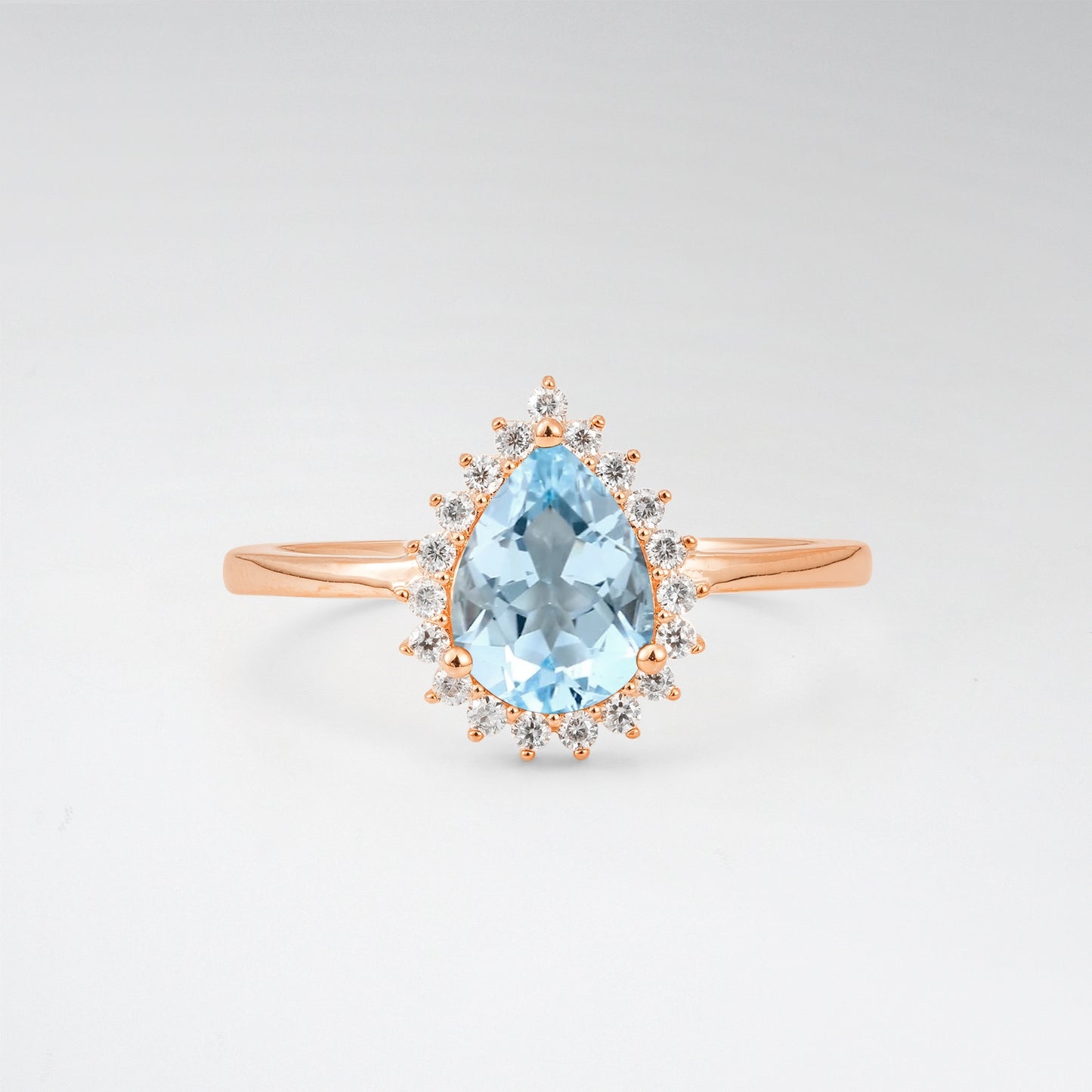 Vintage Art Deco Pear Cut Aquamarine Sunburst Halo Engagement Ring - Additional view