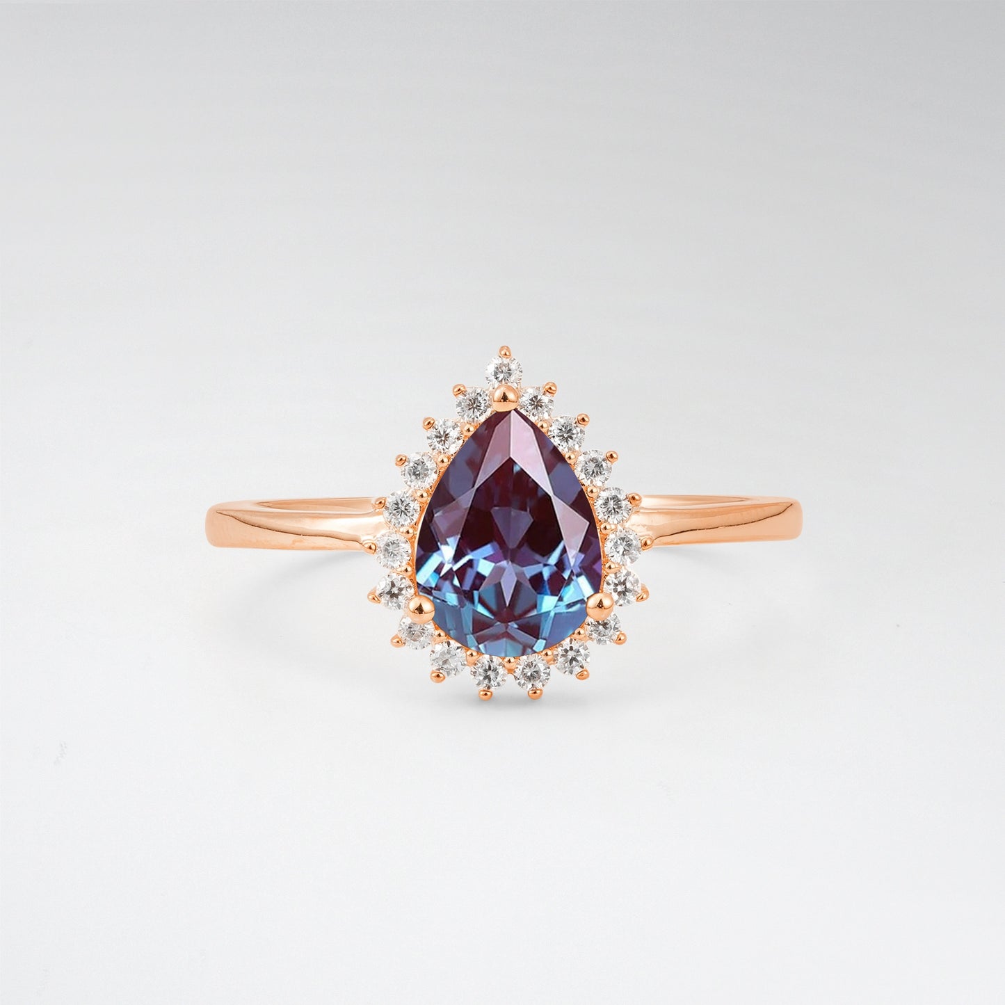 Vintage Art Deco Pear Cut Alexandrite Sunburst Halo Engagement Ring - Additional view