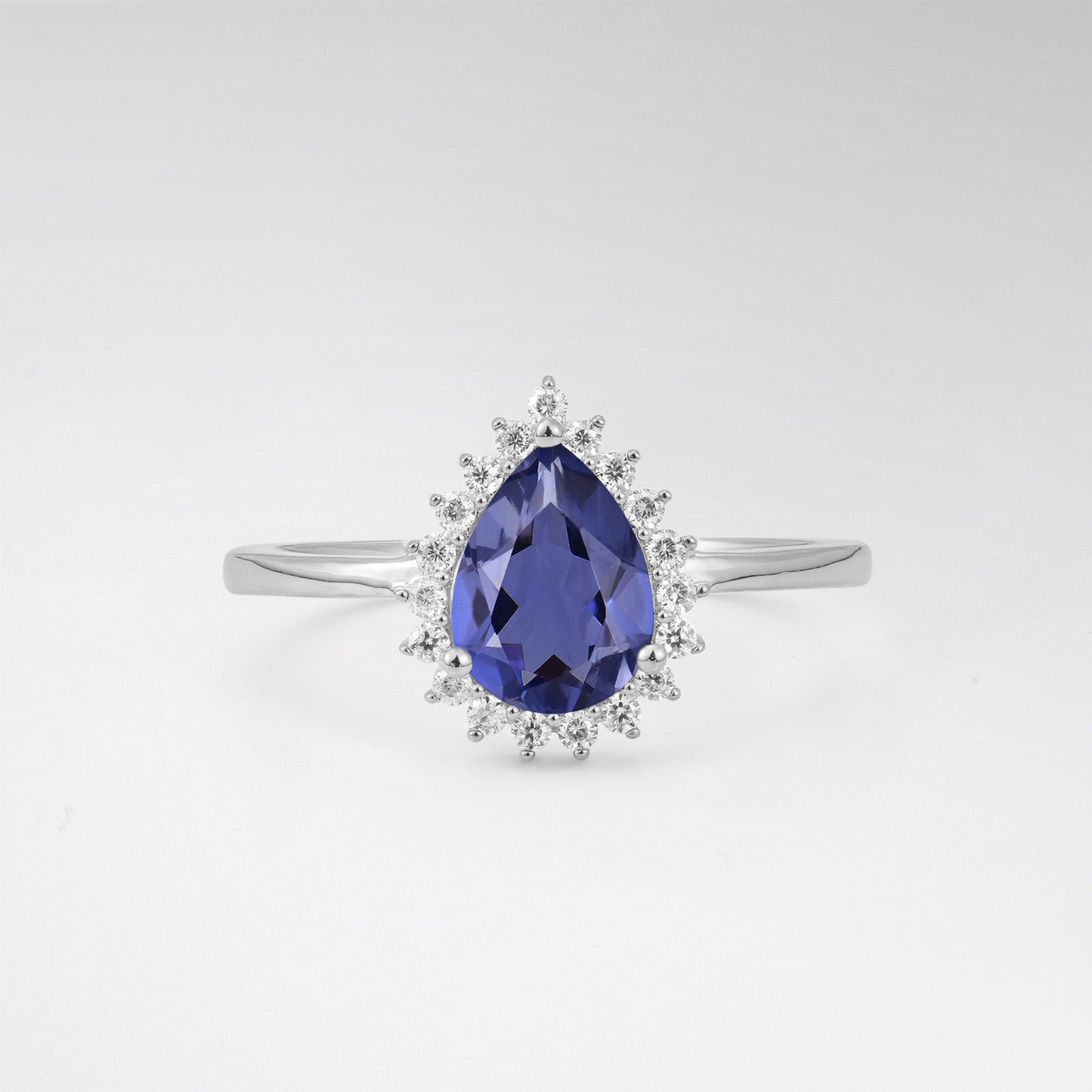 Vintage Art Deco Pear Cut Tanzanite Sunburst Halo Engagement Ring - Additional view