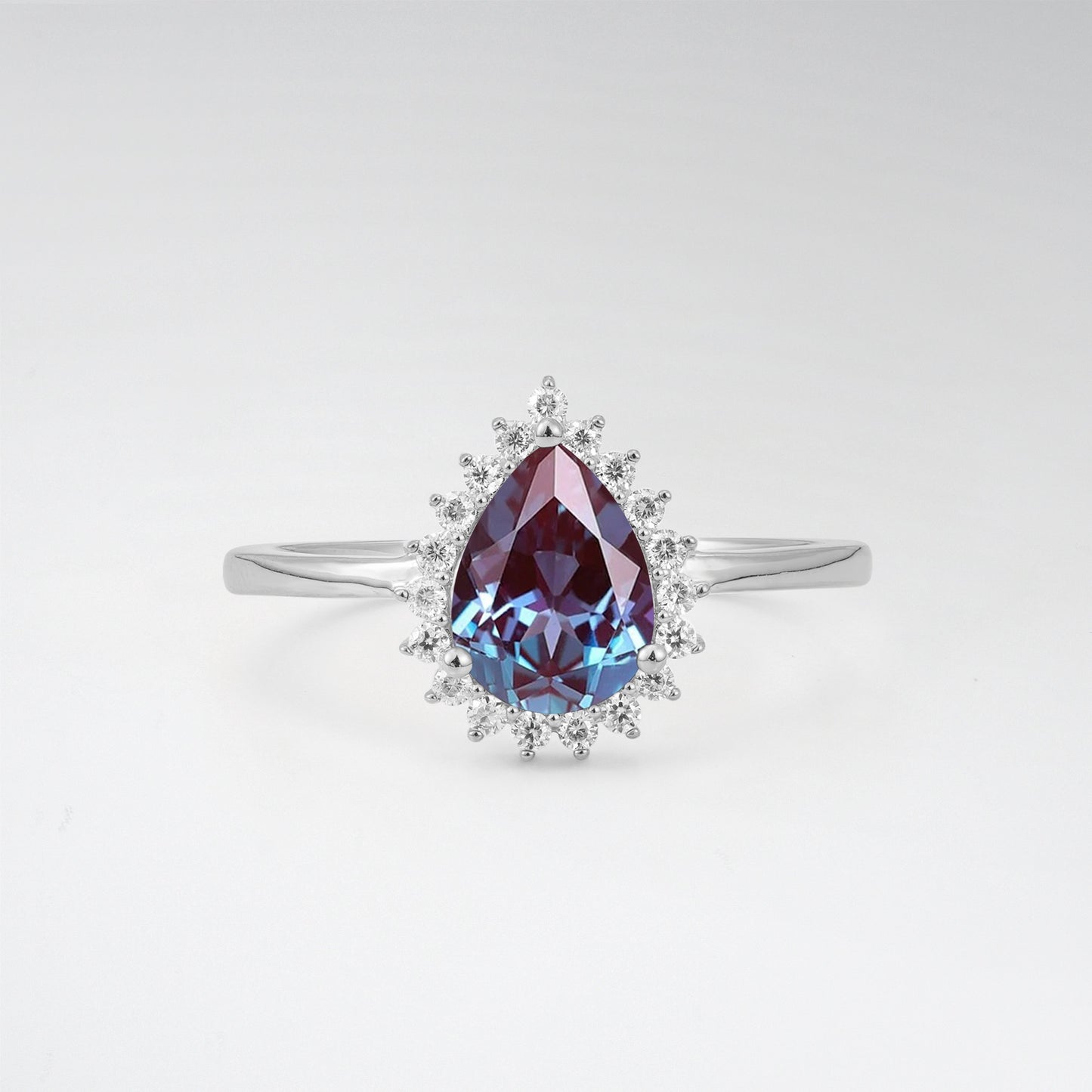 Vintage Art Deco Pear Cut Alexandrite Sunburst Halo Engagement Ring - Additional view