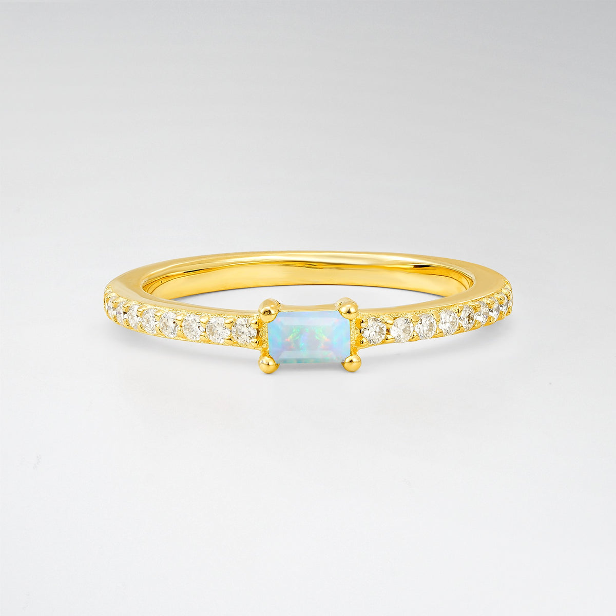 East-West Baguette Opal Promise Ring for Her - Additional view