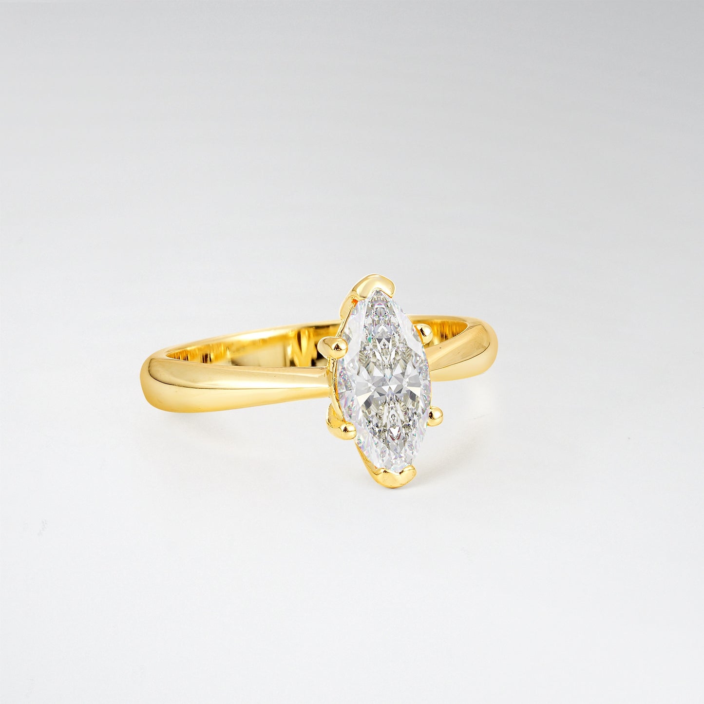 Sophisticated Marquise Cut Moissanite Minimalist Solitaire Ring - Additional view