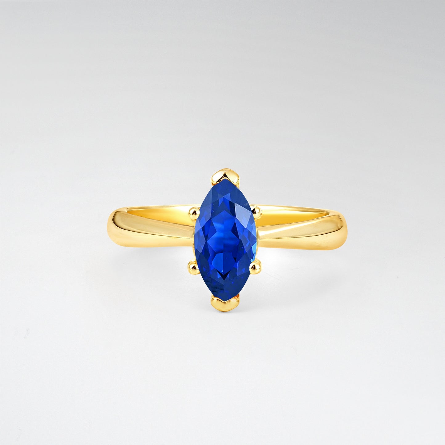 Sophisticated Marquise Cut Sapphire Minimalist Solitaire Ring - Additional view