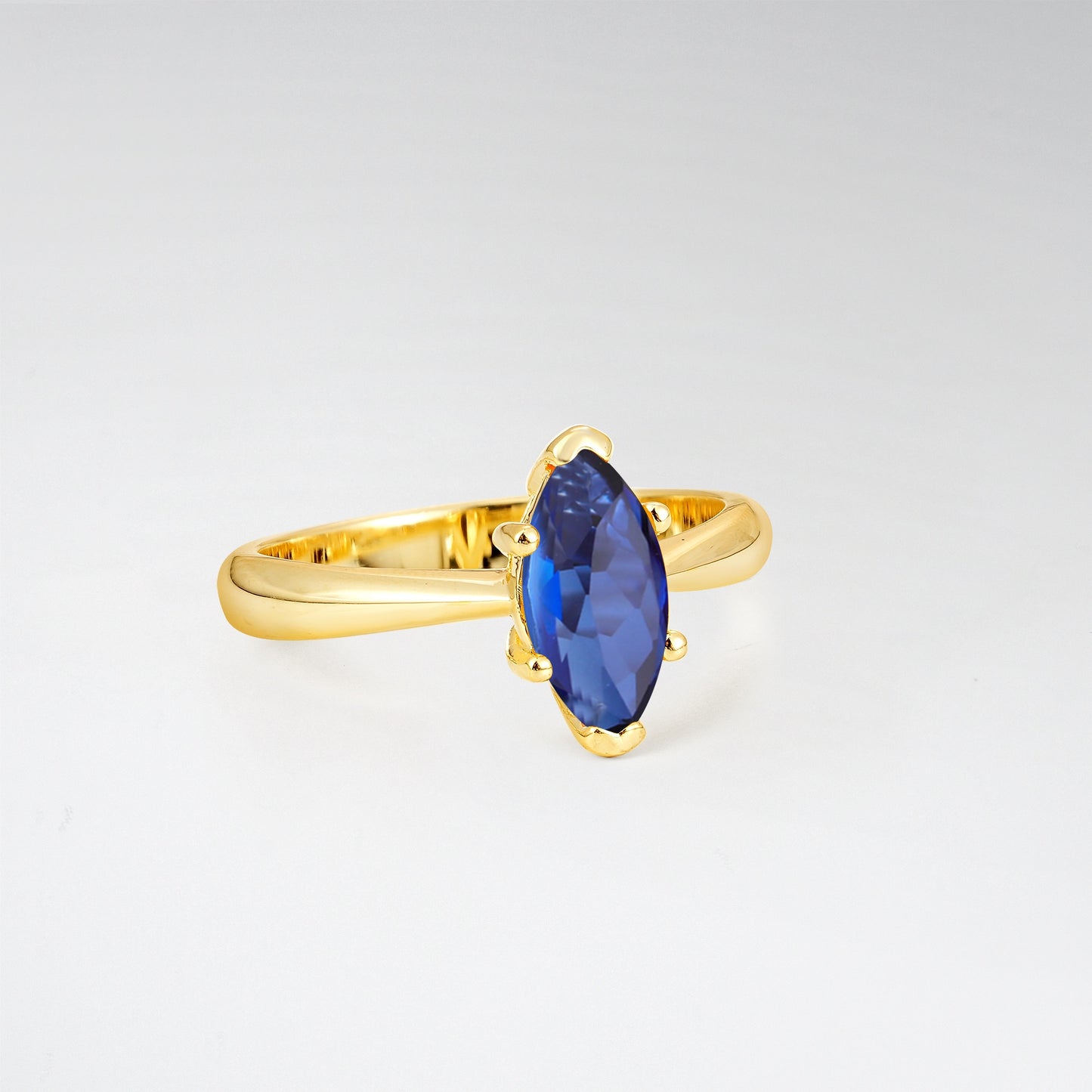 Sophisticated Marquise Cut Sapphire Minimalist Solitaire Ring - Additional view