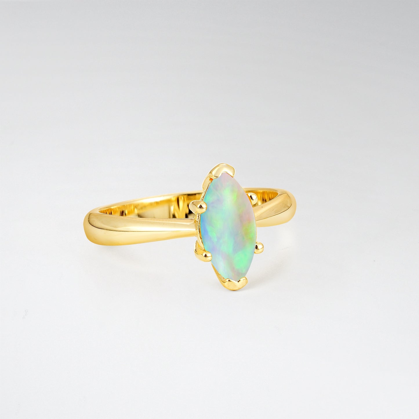 Sophisticated Marquise Cut Opal Minimalist Solitaire Ring - Additional view