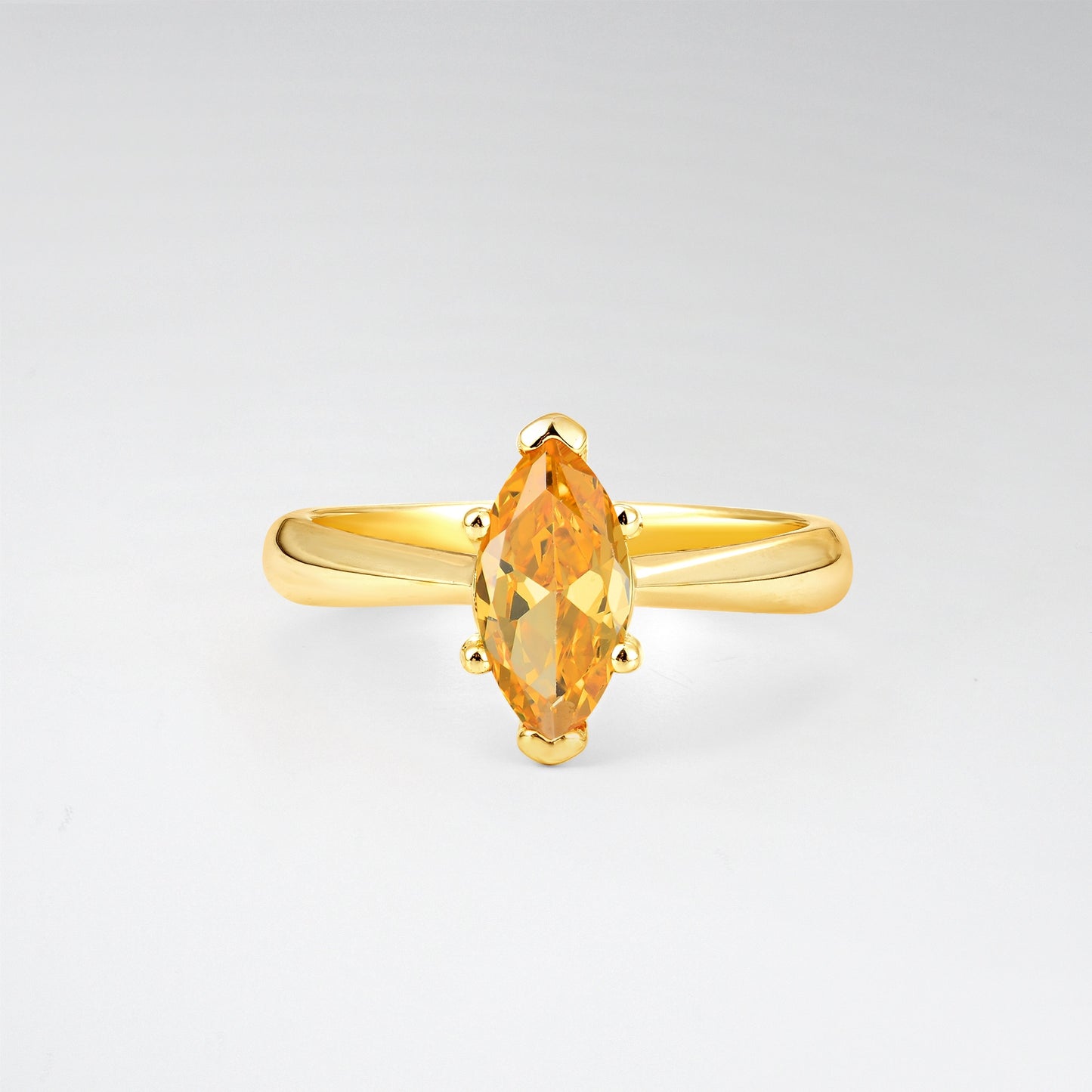 Sophisticated Marquise Cut Citrine Minimalist Solitaire Ring - Additional view