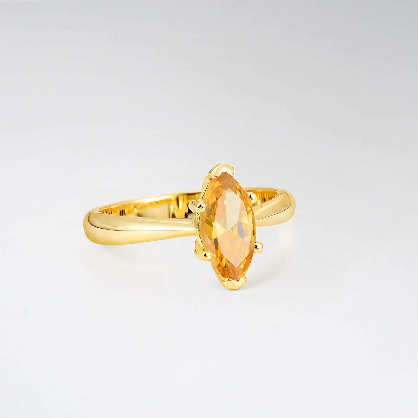 Sophisticated Marquise Cut Citrine Minimalist Solitaire Ring - Additional view