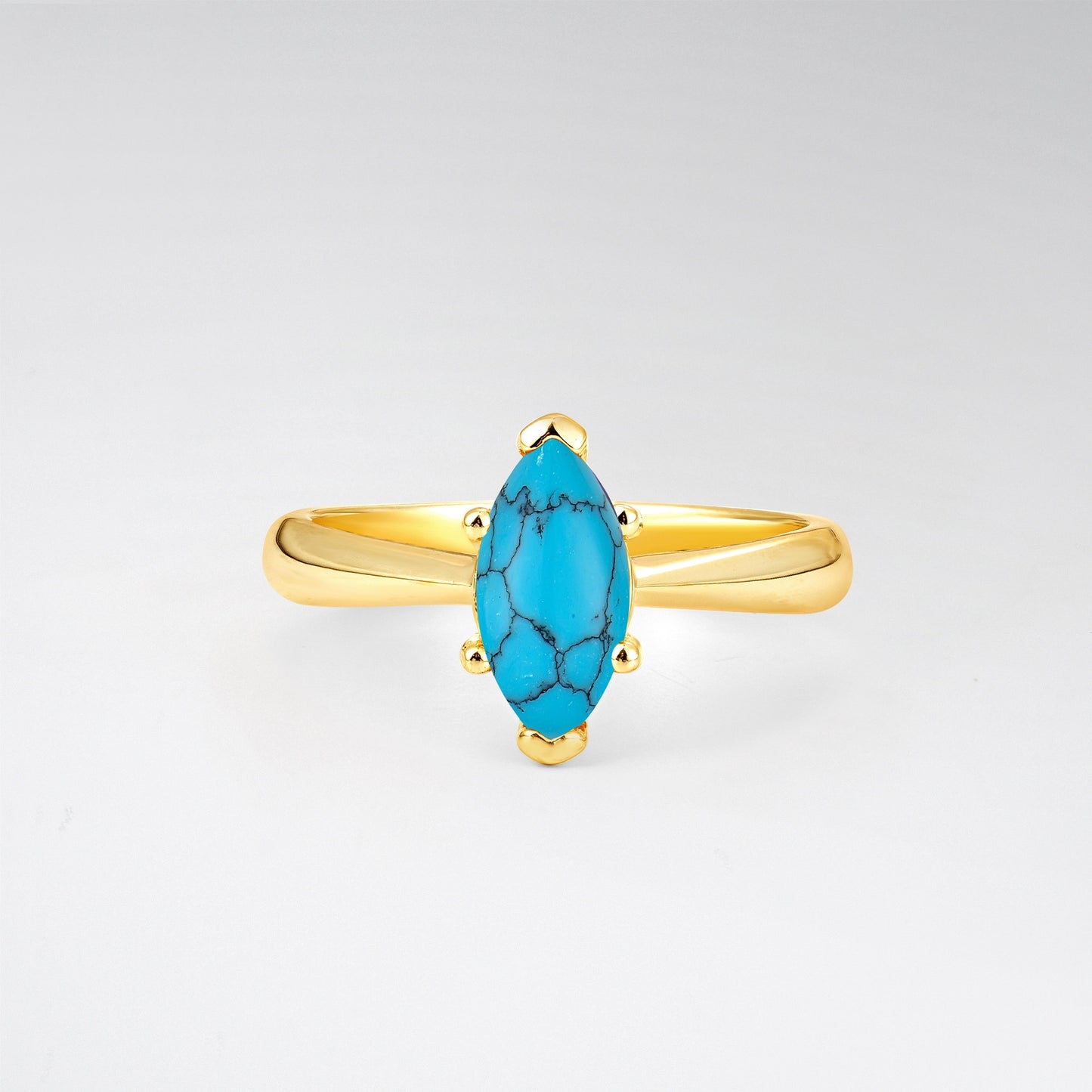 Sophisticated Marquise Cut Turquoise Minimalist Solitaire Ring - Additional view