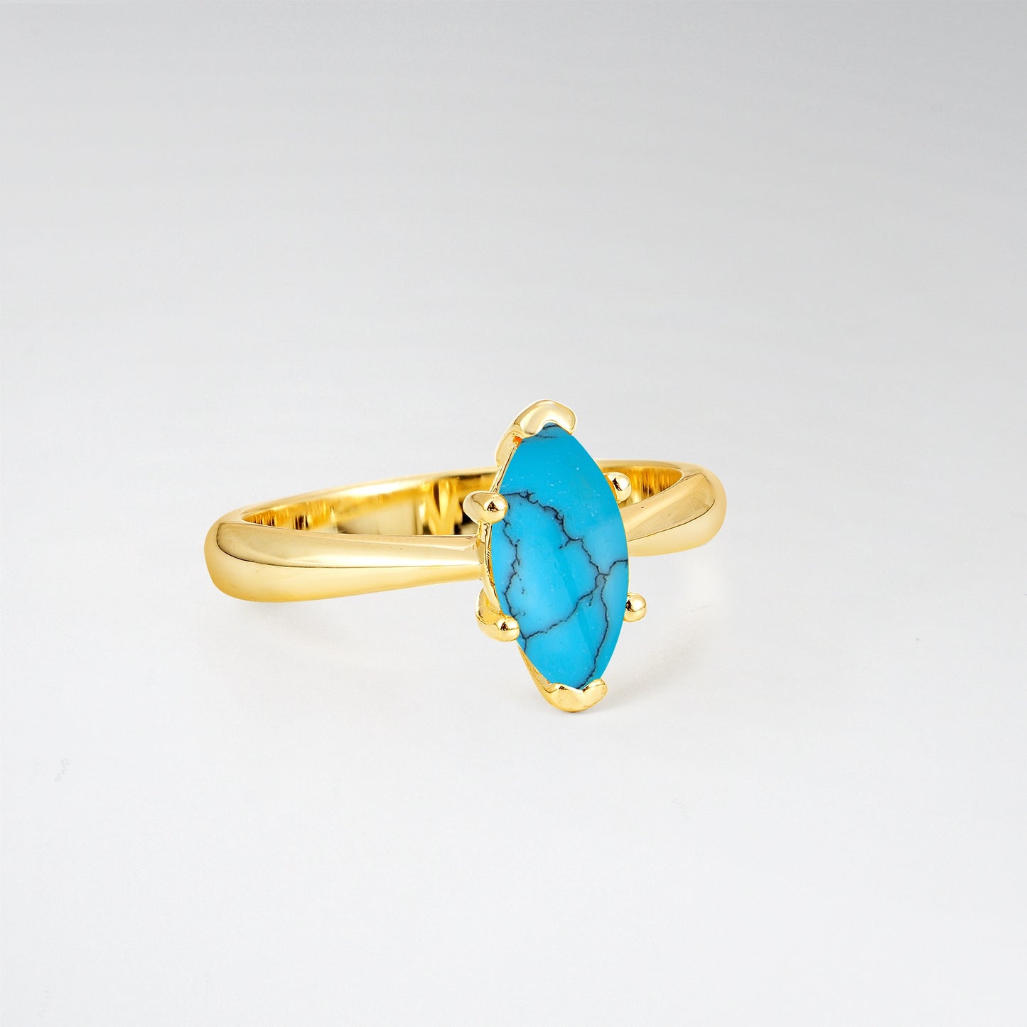 Sophisticated Marquise Cut Turquoise Minimalist Solitaire Ring - Additional view