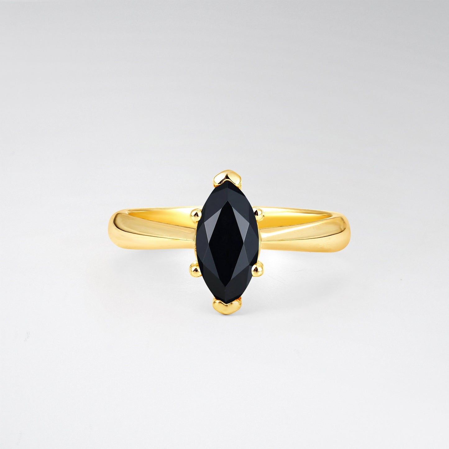 Sophisticated Marquise Cut Black Onyx Minimalist Solitaire Ring - Additional view