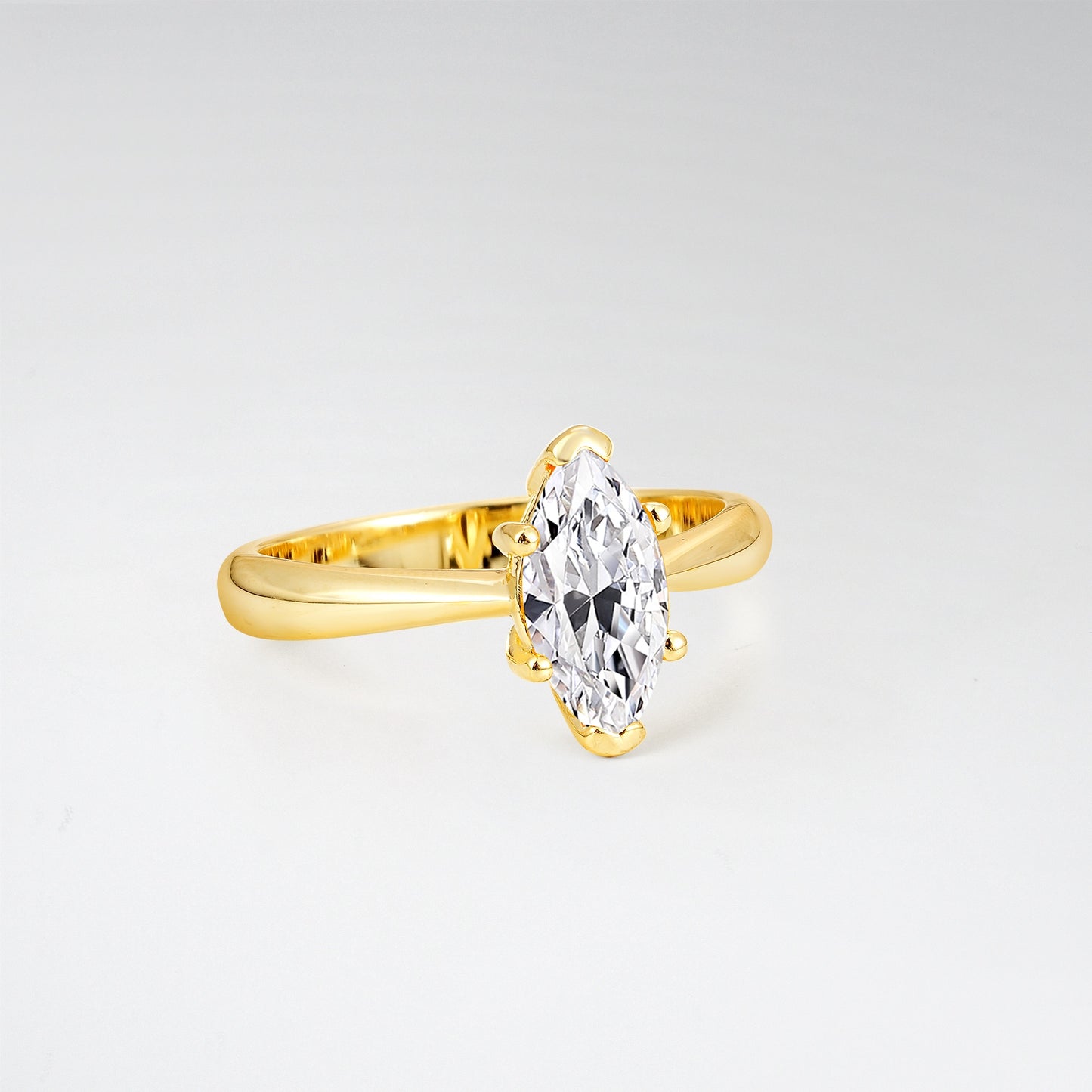Sophisticated Marquise Cut Lab Diamond Minimalist Solitaire Ring - Additional view