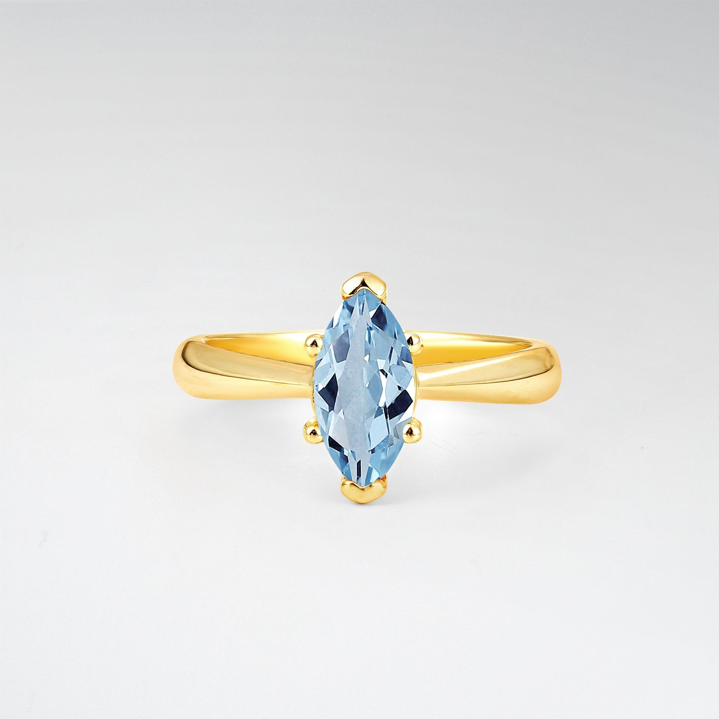 Sophisticated Marquise Cut Aquamarine Minimalist Solitaire Ring - Additional view