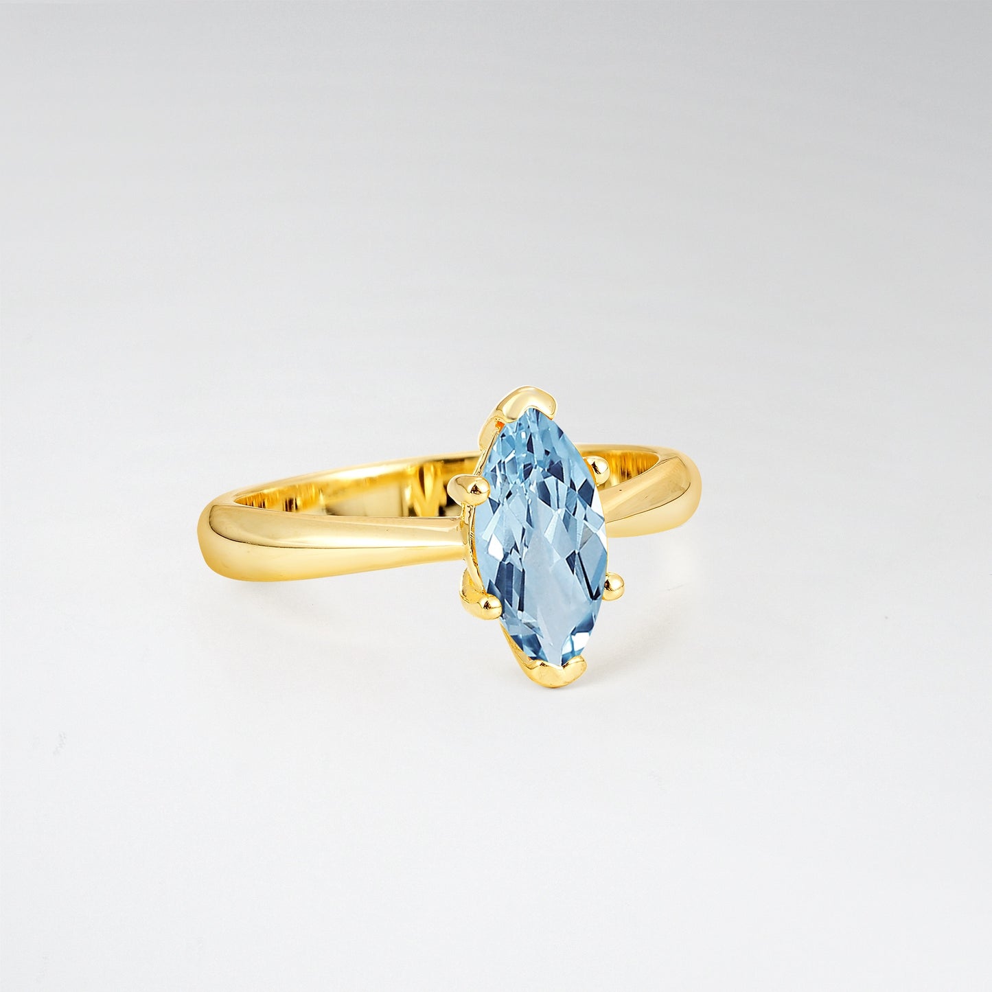 Sophisticated Marquise Cut Aquamarine Minimalist Solitaire Ring - Additional view
