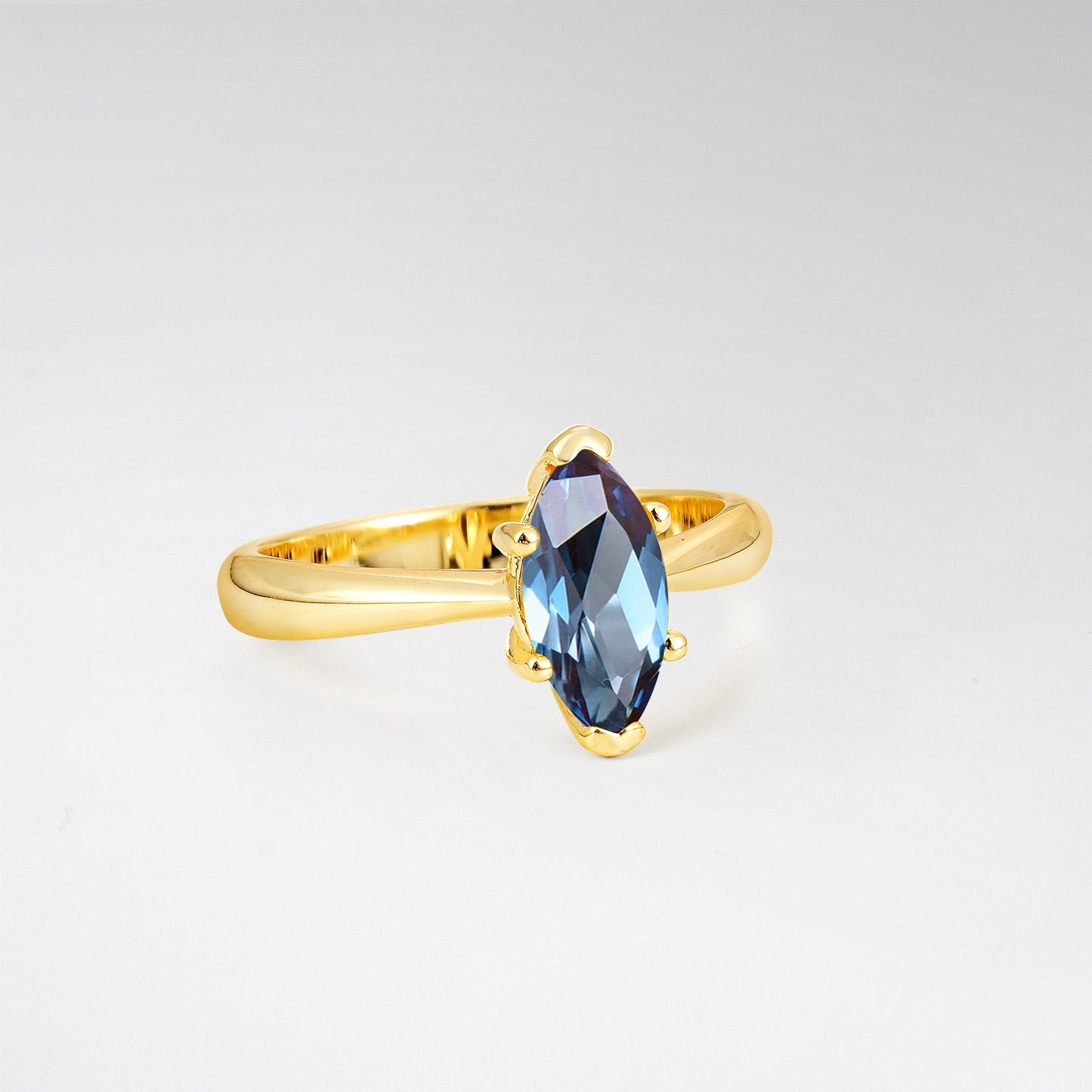 Sophisticated Marquise Cut Alexandrite Minimalist Solitaire Ring - Additional view