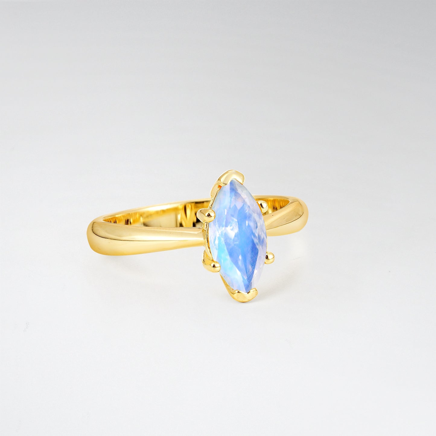 Sophisticated Marquise Cut Moonstone Minimalist Solitaire Ring - Additional view