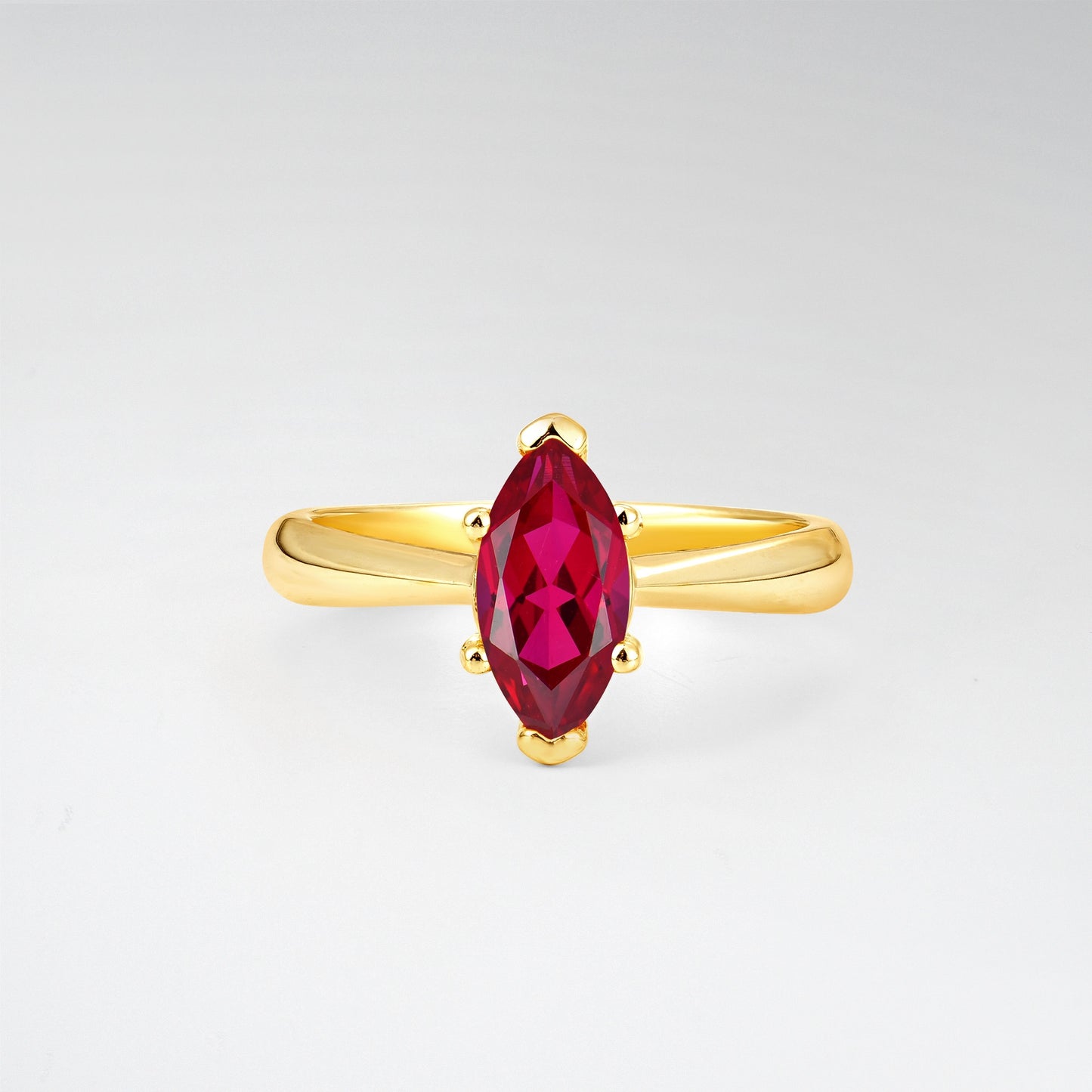 Sophisticated Marquise Cut Ruby Minimalist Solitaire Ring - Additional view