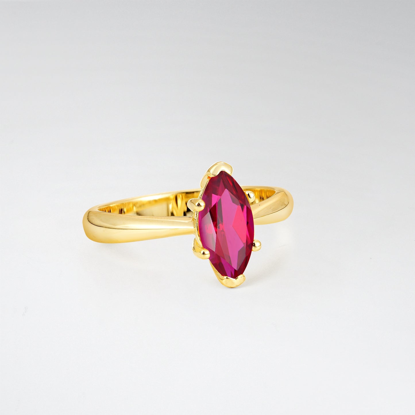 Sophisticated Marquise Cut Ruby Minimalist Solitaire Ring - Additional view