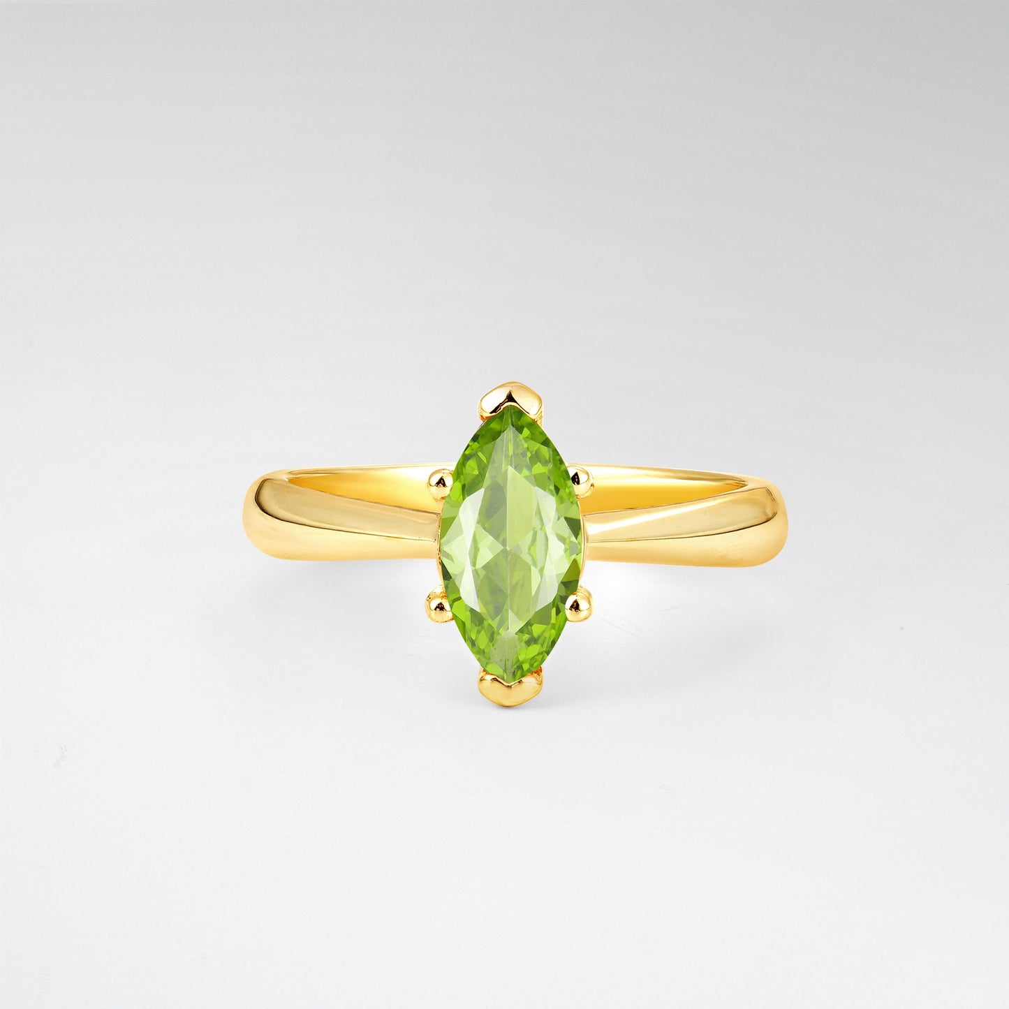 Sophisticated Marquise Cut Peridot Minimalist Solitaire Ring - Additional view