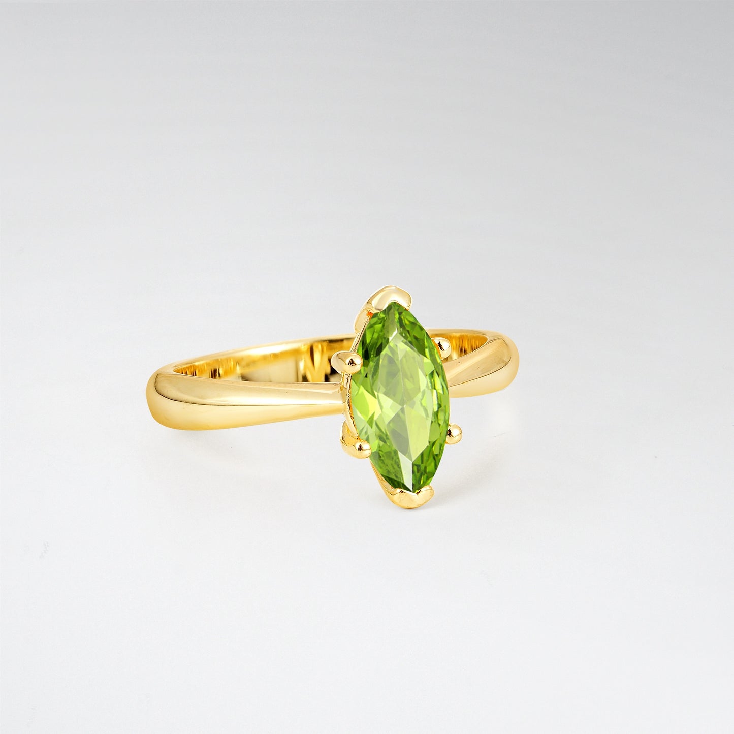 Sophisticated Marquise Cut Peridot Minimalist Solitaire Ring - Additional view