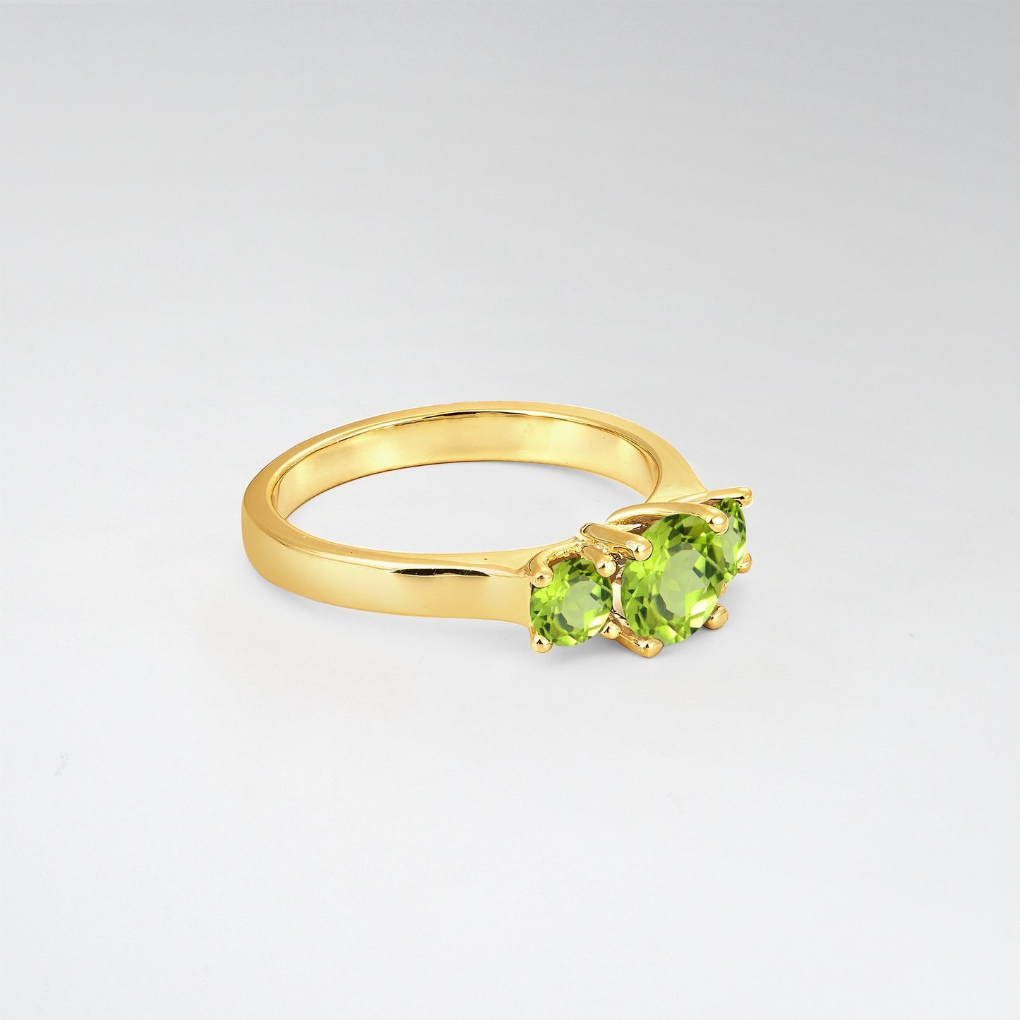 Round Cut Three-Stone Peridot Classic Engagement Ring - Additional view