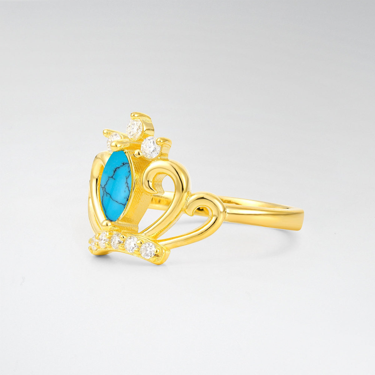 Vintage Marquise Turquoise Scrollwork Engagement Ring - Additional view