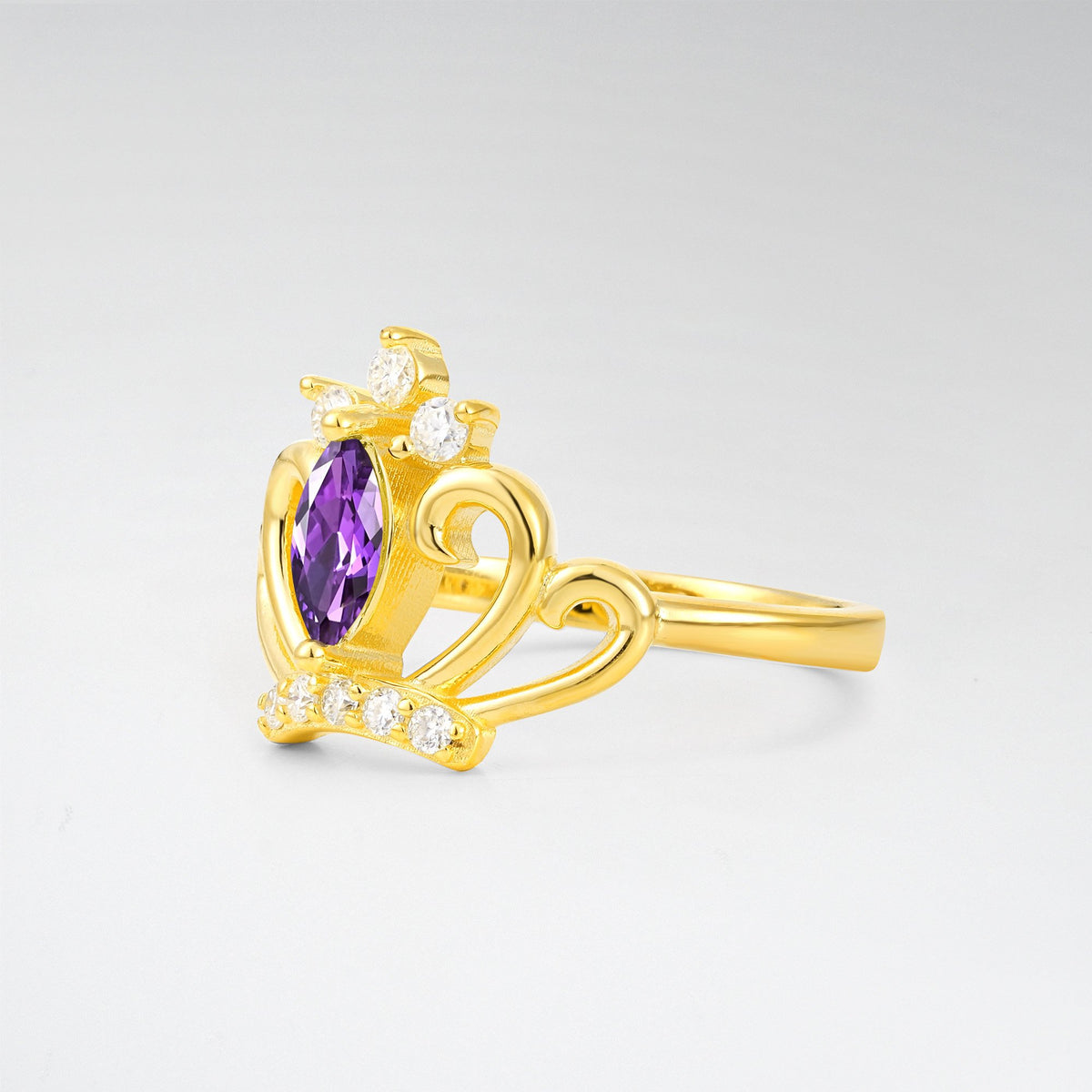 Vintage Marquise Amethyst Scrollwork Engagement Ring - Additional view