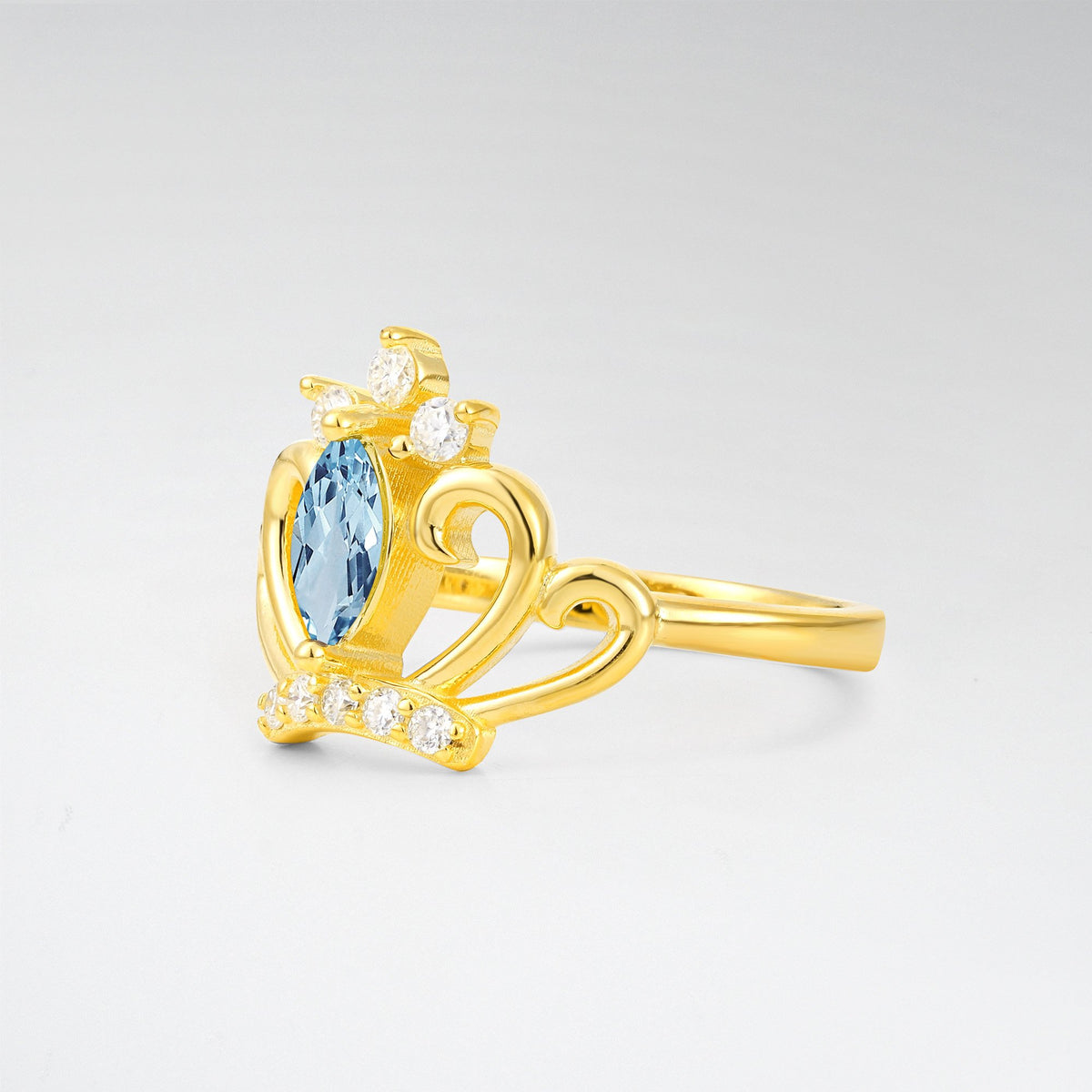 Vintage Marquise Aquamarine Scrollwork Engagement Ring - Additional view