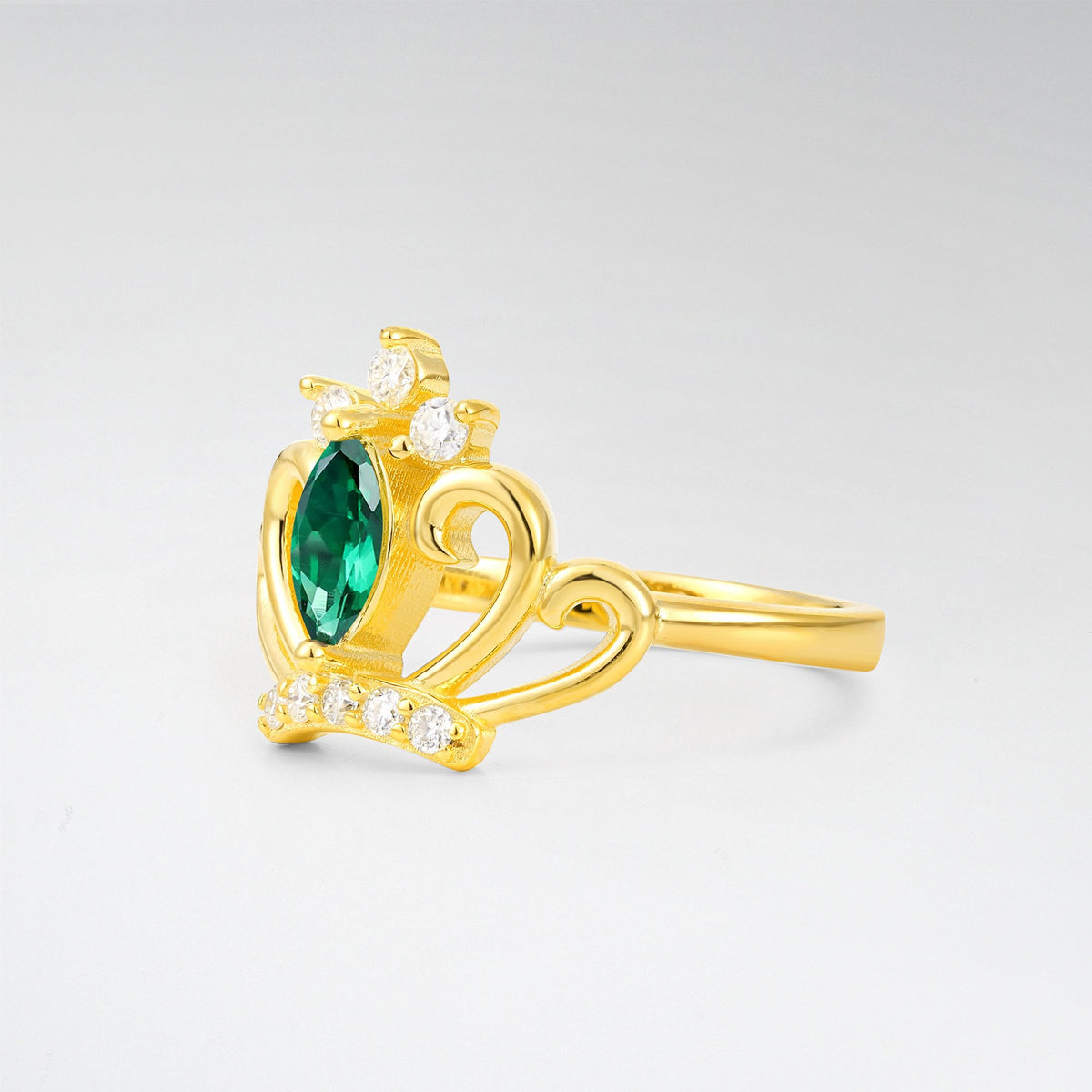 Vintage Marquise Emerald Scrollwork Engagement Ring - Additional view