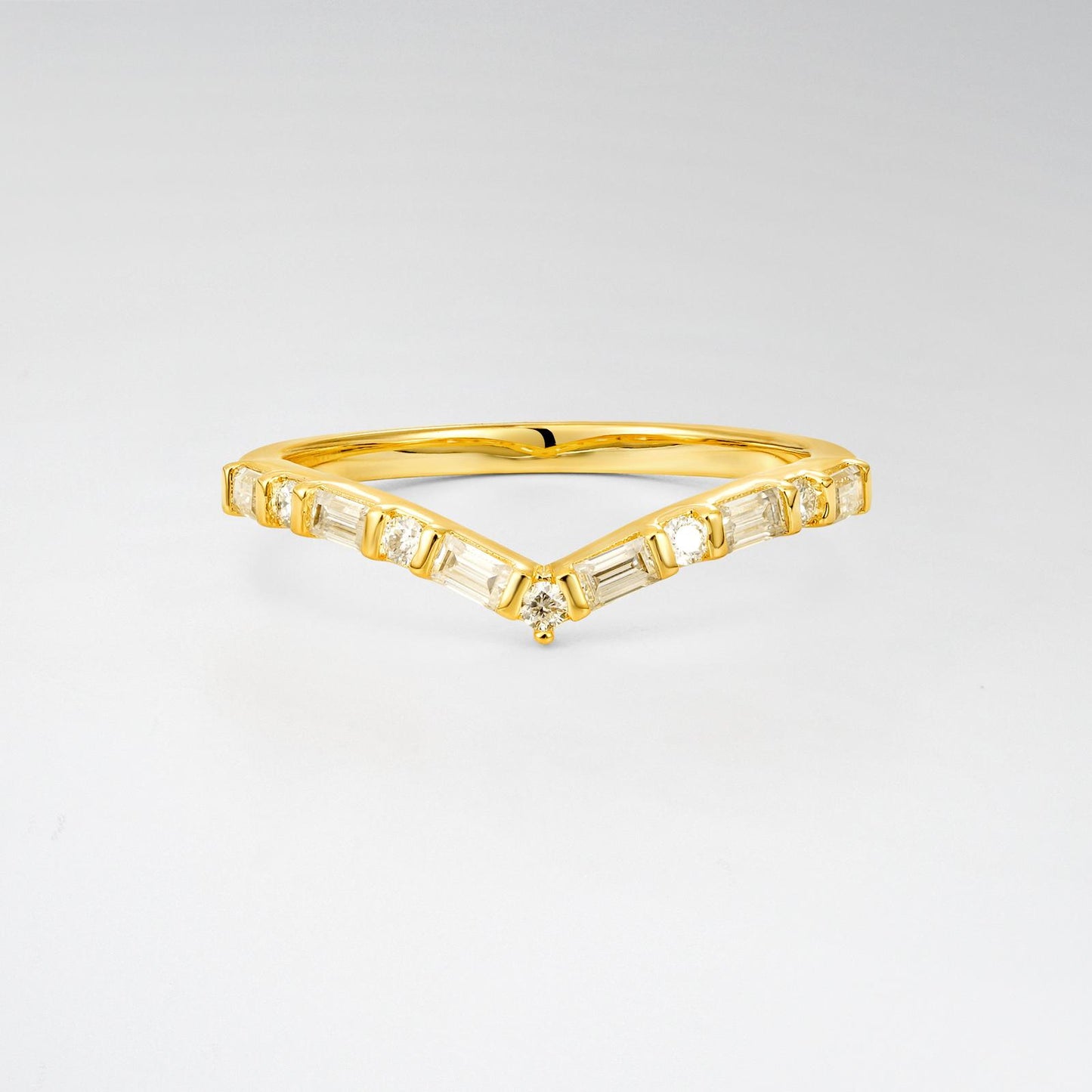 Art Deco Baguette and Round Cut Moissanite Wedding Ring - product view1