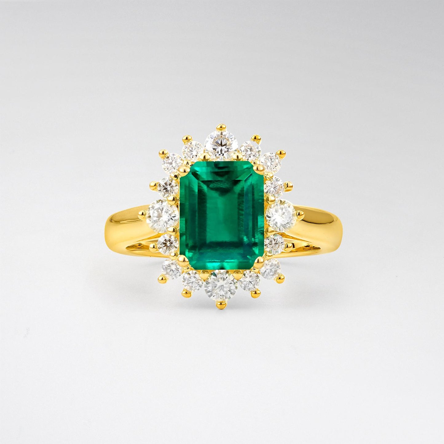 Emerald Cut Emerald Halo Engagement Ring - product view1