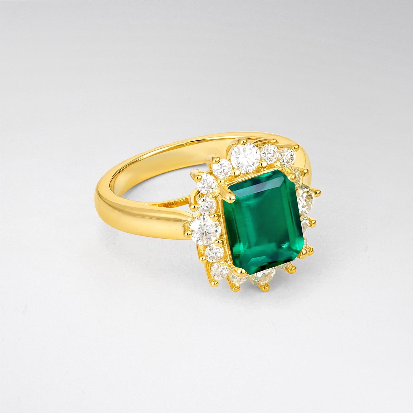 Emerald Cut Emerald Halo Engagement Ring - product view2