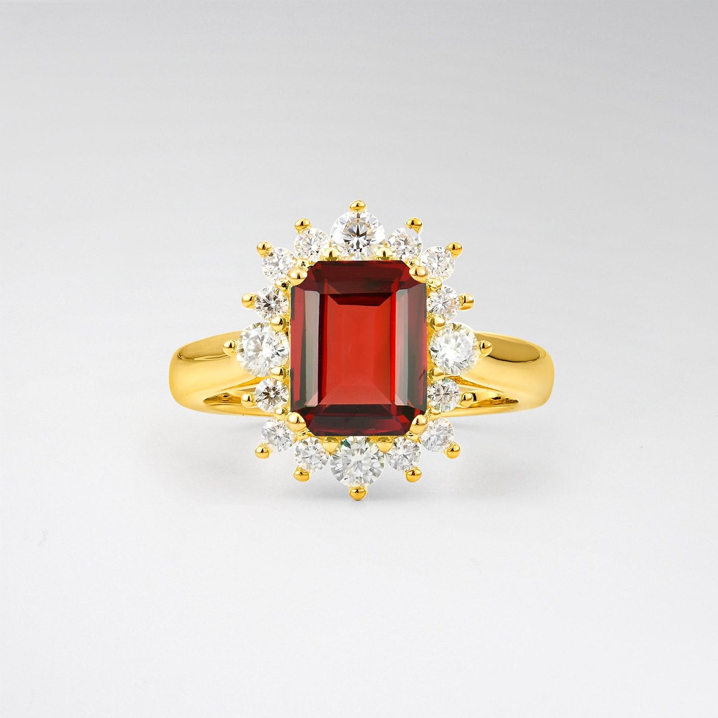 Emerald Cut Garnet Halo Engagement Ring - product view1