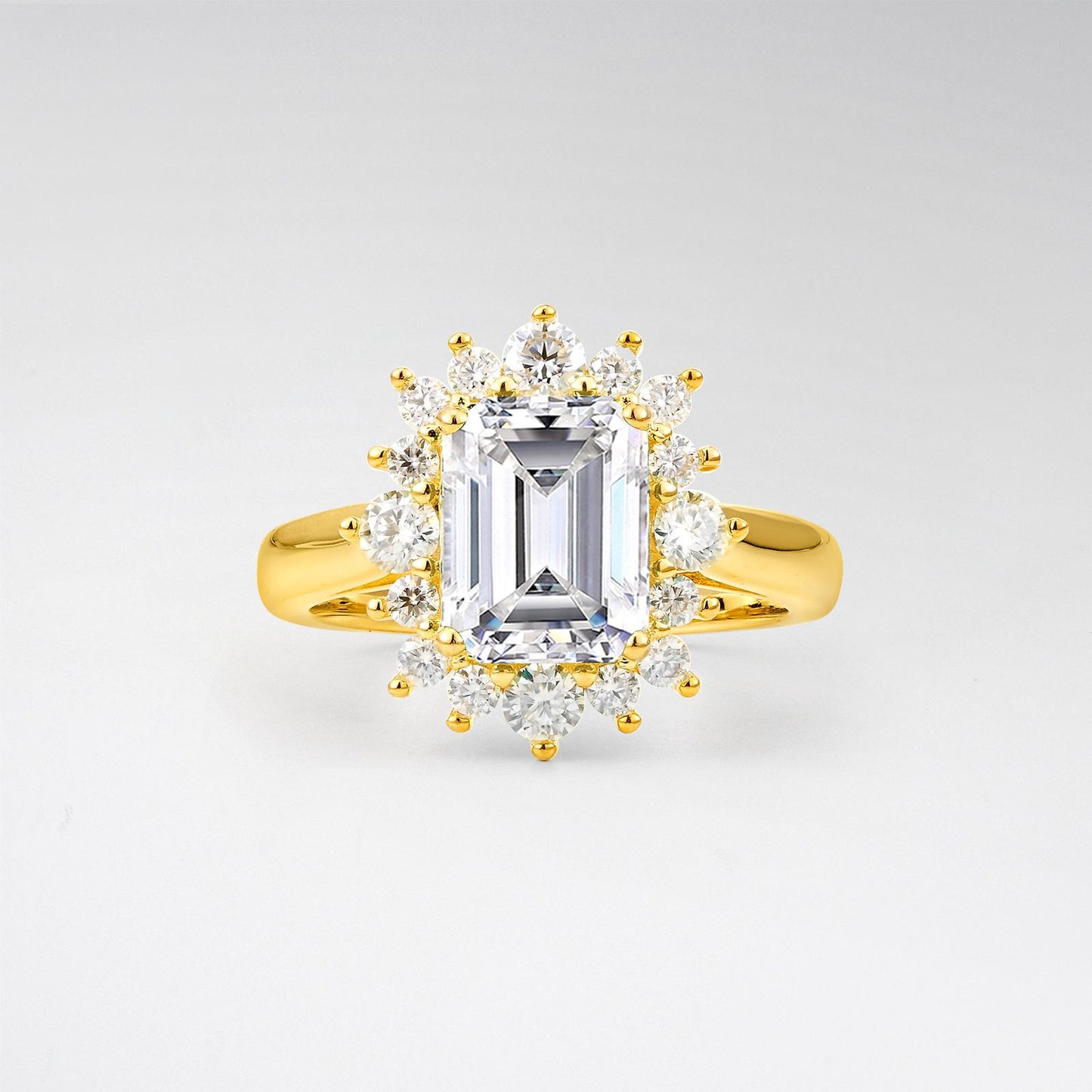 Emerald Cut Lab Diamond Halo Engagement Ring - product view1