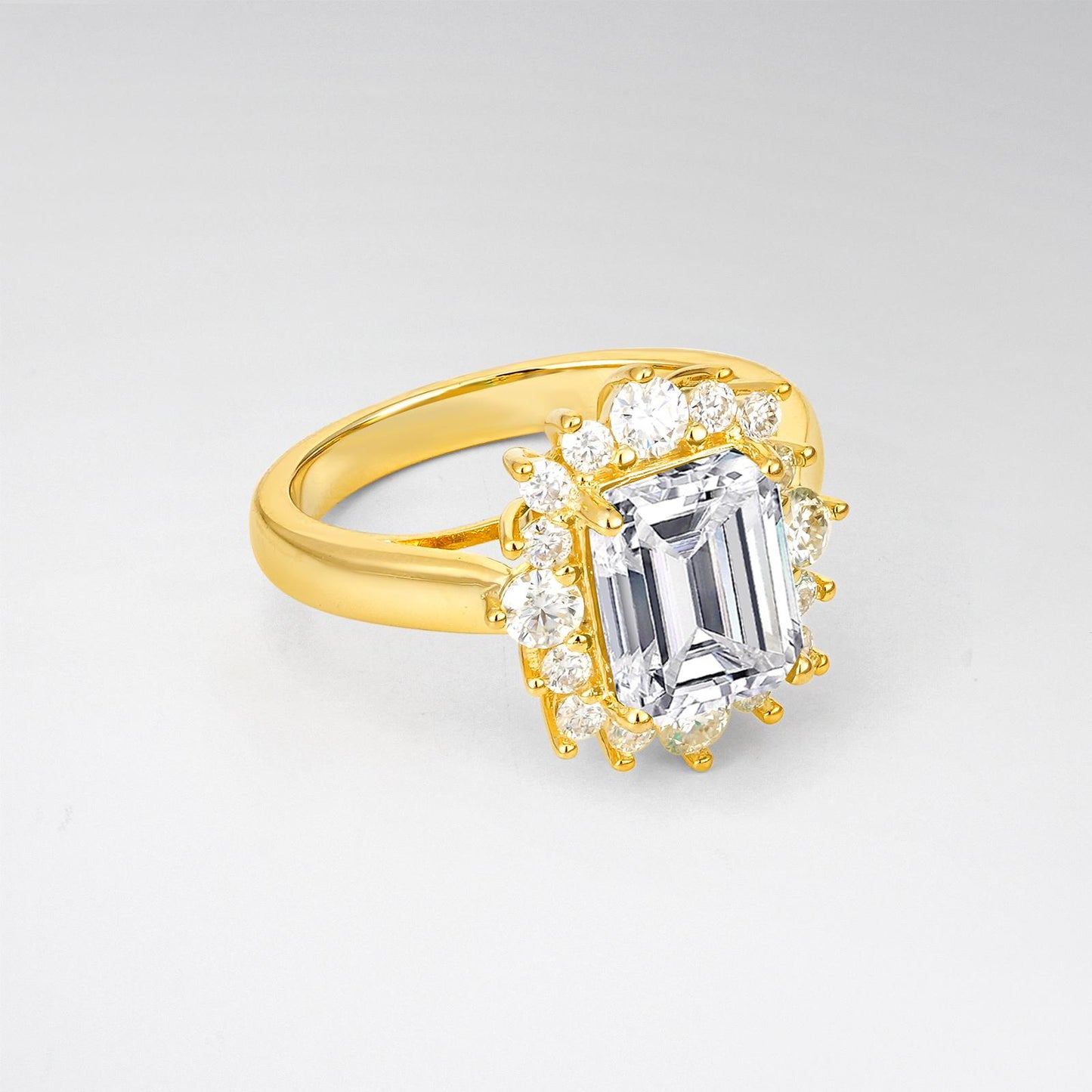 Emerald Cut Lab Diamond Halo Engagement Ring - product view2