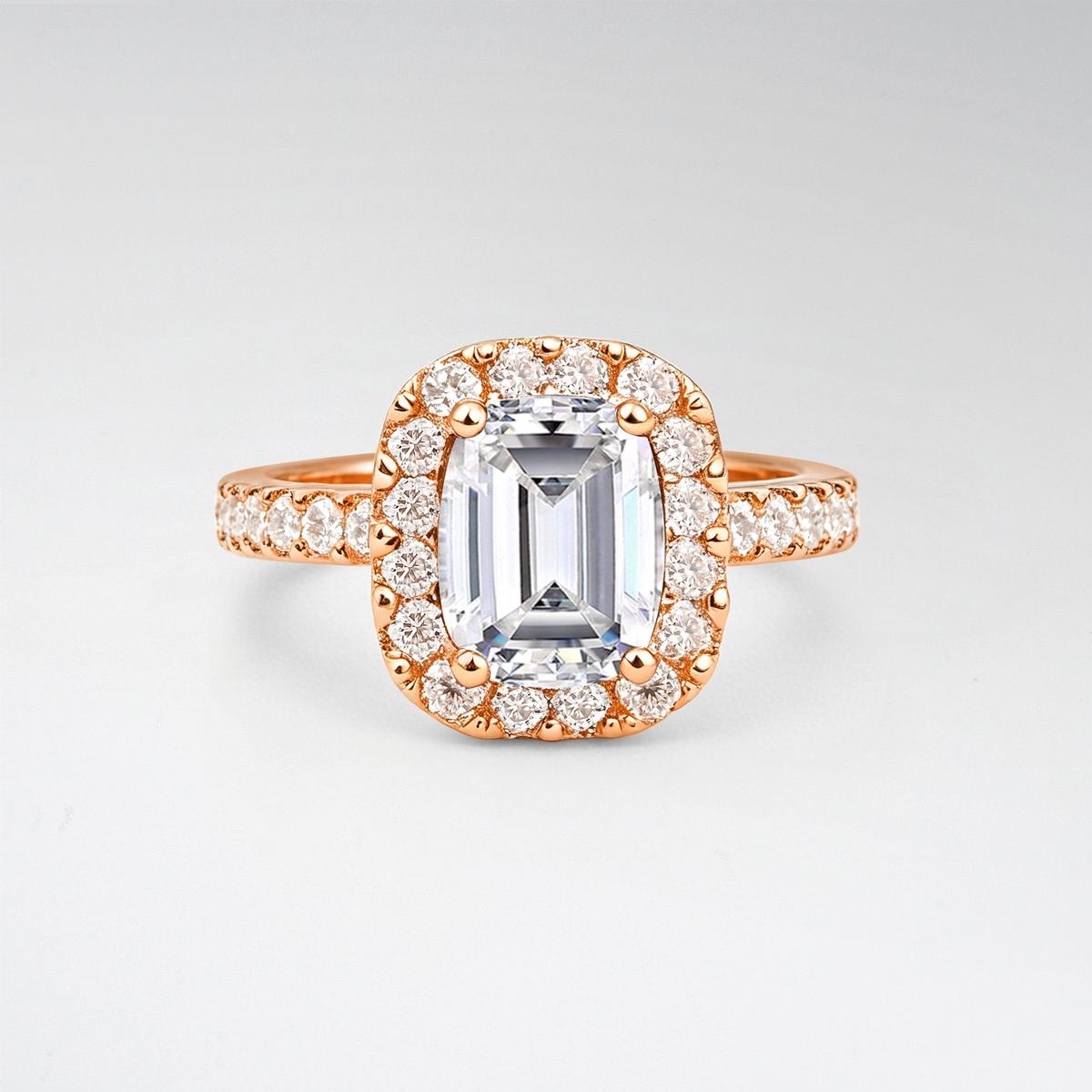 Emerald Cut Lab Diamond Halo Pave Engagement Ring - product view1