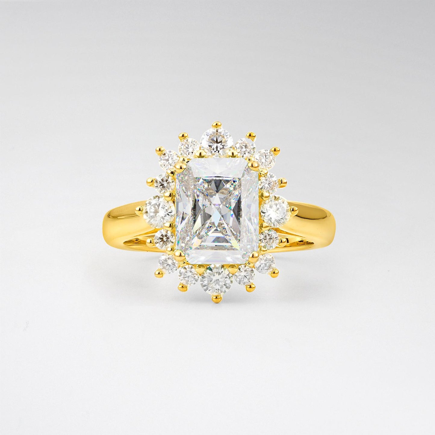 Emerald Cut Moissanite Halo Engagement Ring - product view1