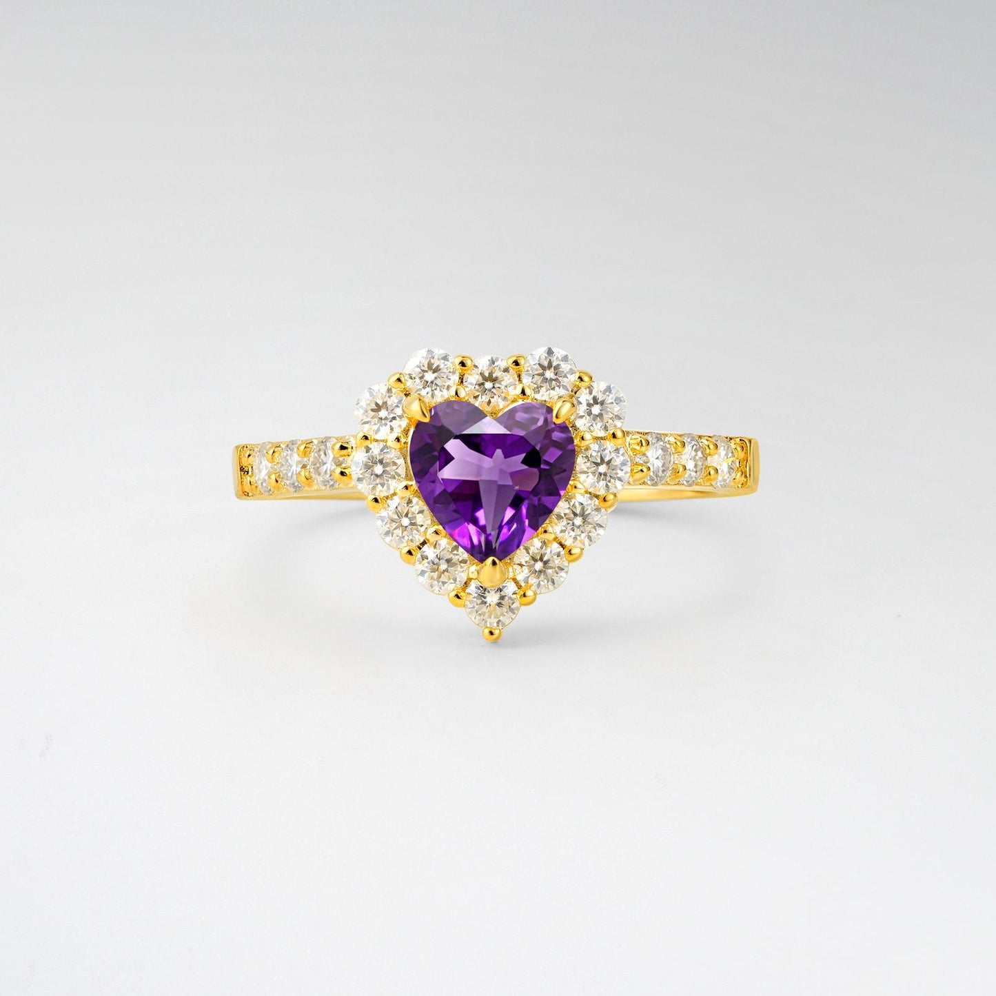 Heart Cut Amethyst Halo Pave Engagement Ring - product view1