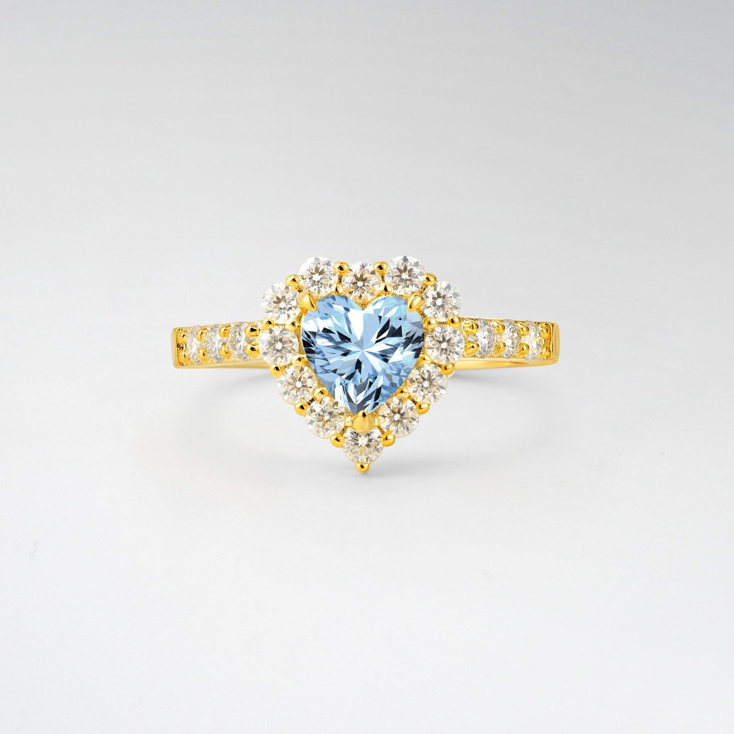 Heart Cut Aquamarine Halo Pave Engagement Ring - product view1