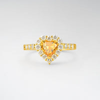Heart Cut Citrine Halo Pave Engagement Ring - product view1