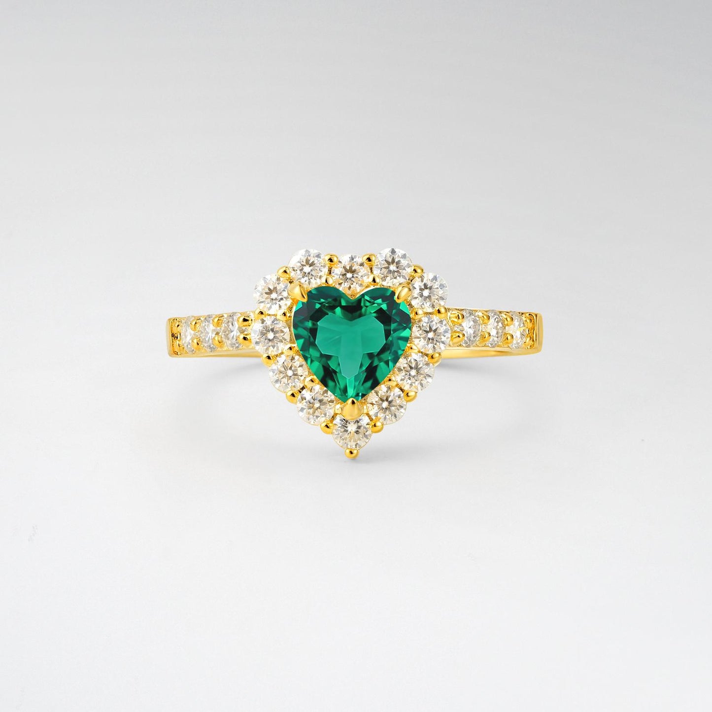 Heart Cut Emerald Halo Pave Engagement Ring - product view1