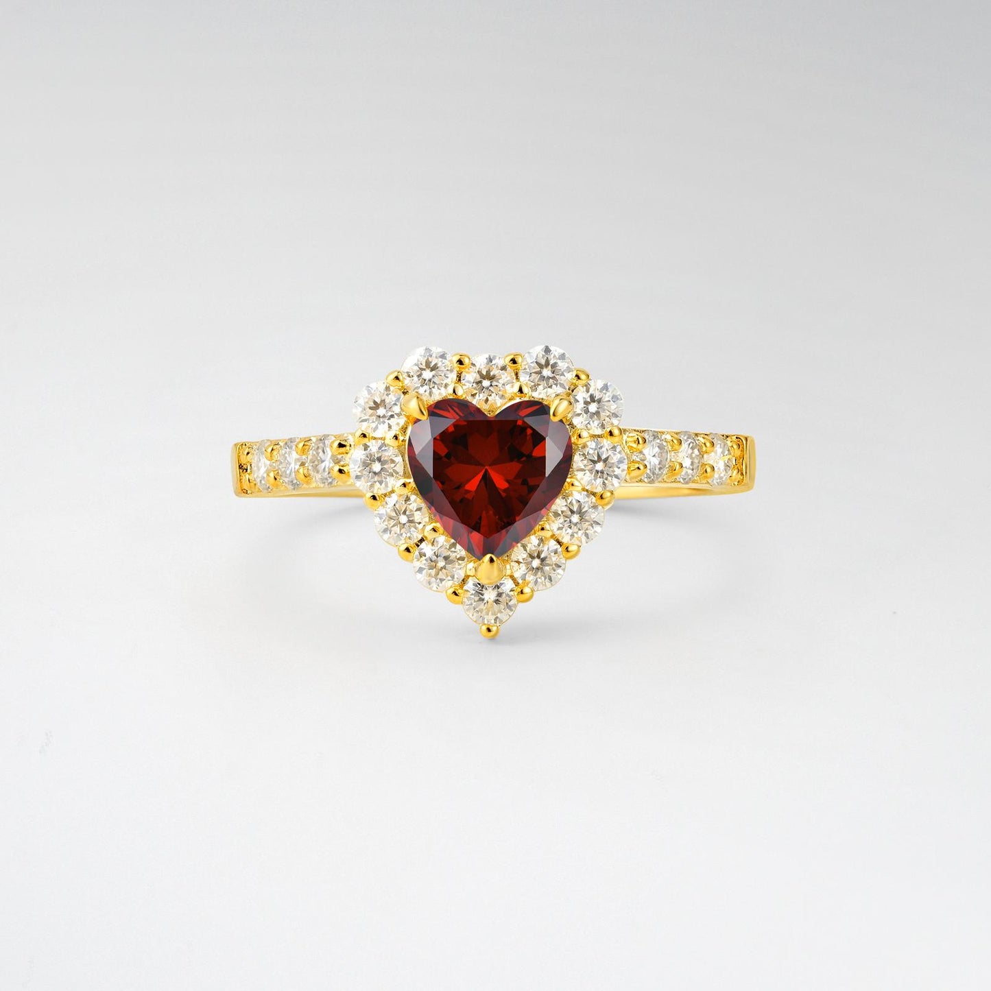 Heart Cut Garnet Halo Pave Engagement Ring - product view1