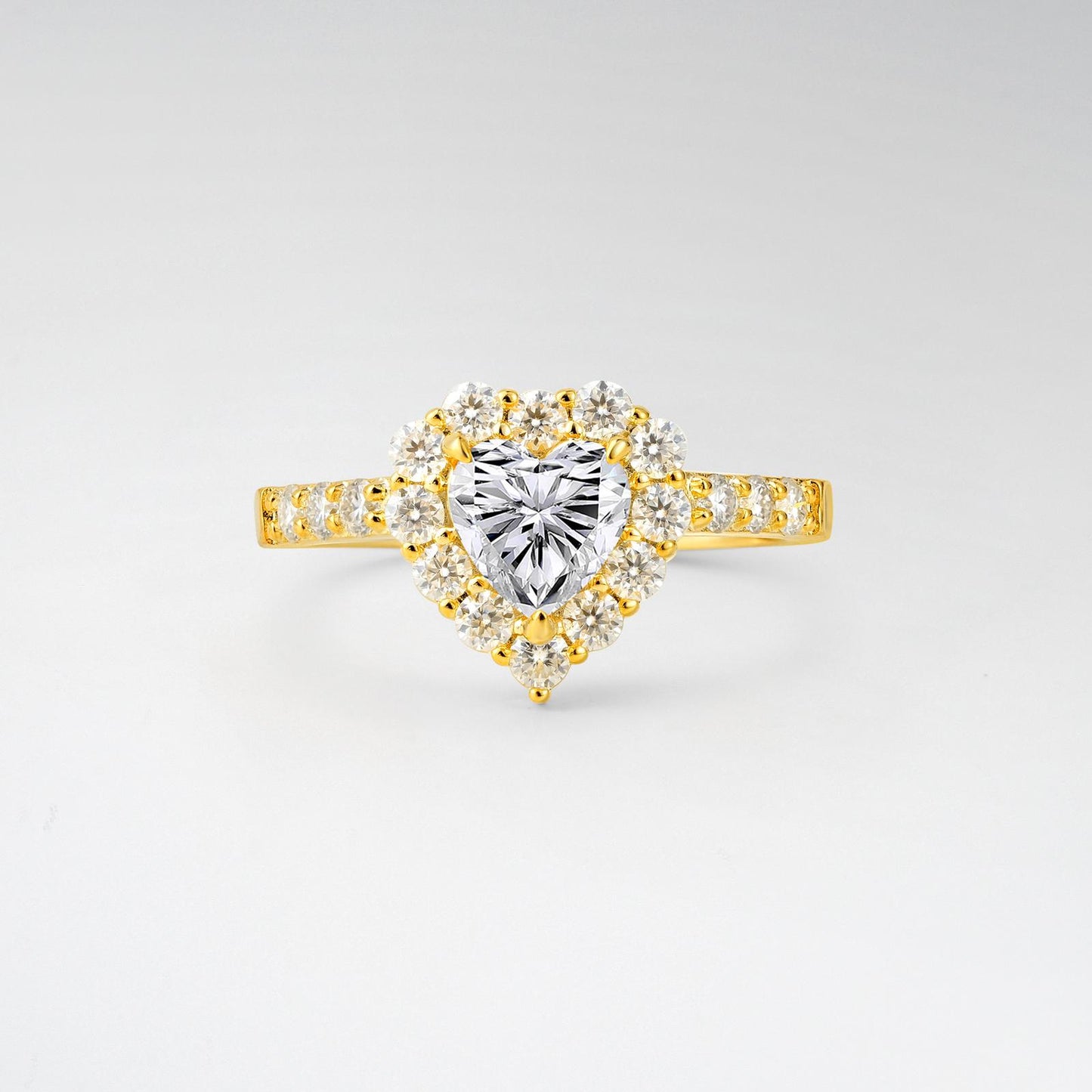 Heart Cut Lab Diamond Halo Pave Engagement Ring - product view1