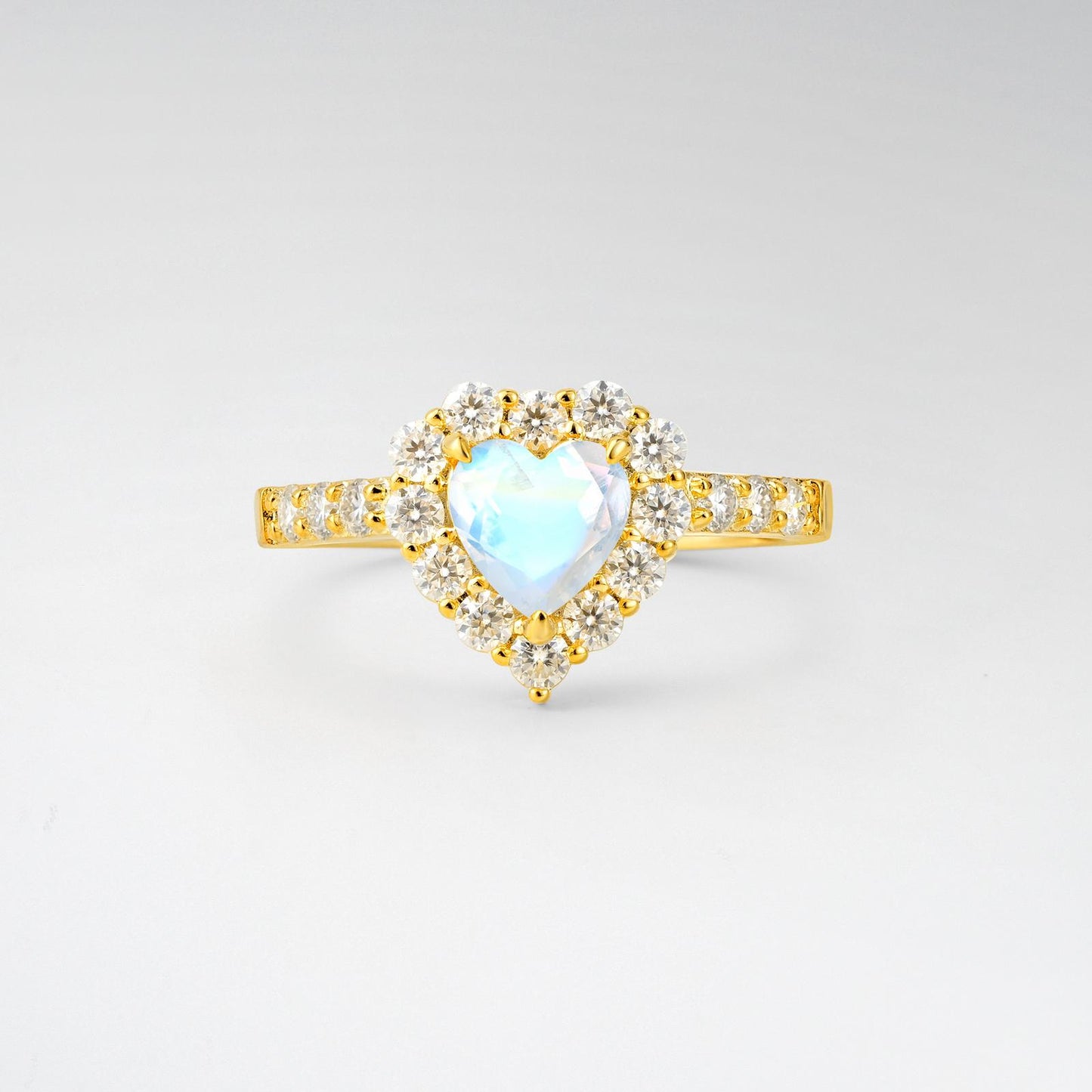 Heart Cut Moonstone Halo Pave Engagement Ring - product view1