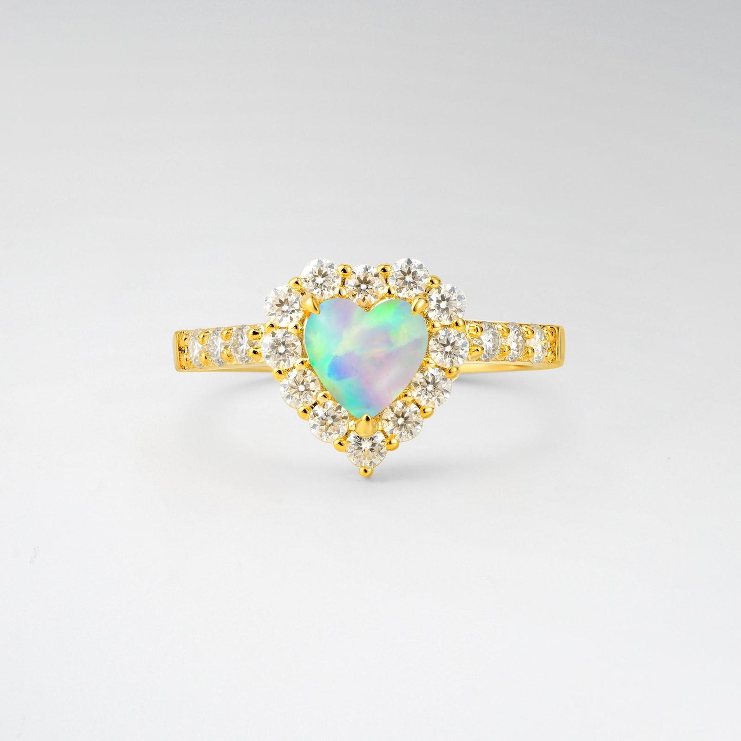 Heart Cut Opal Halo Pave Engagement Ring - product view1