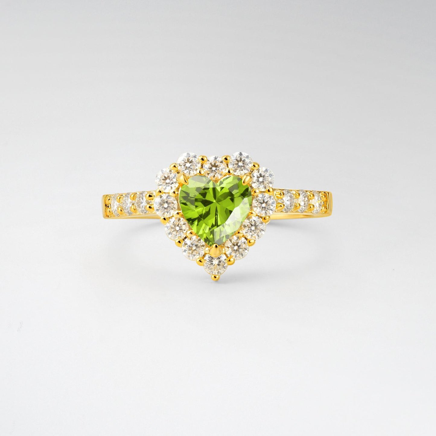 Heart Cut Peridot Halo Pave Engagement Ring - product view1