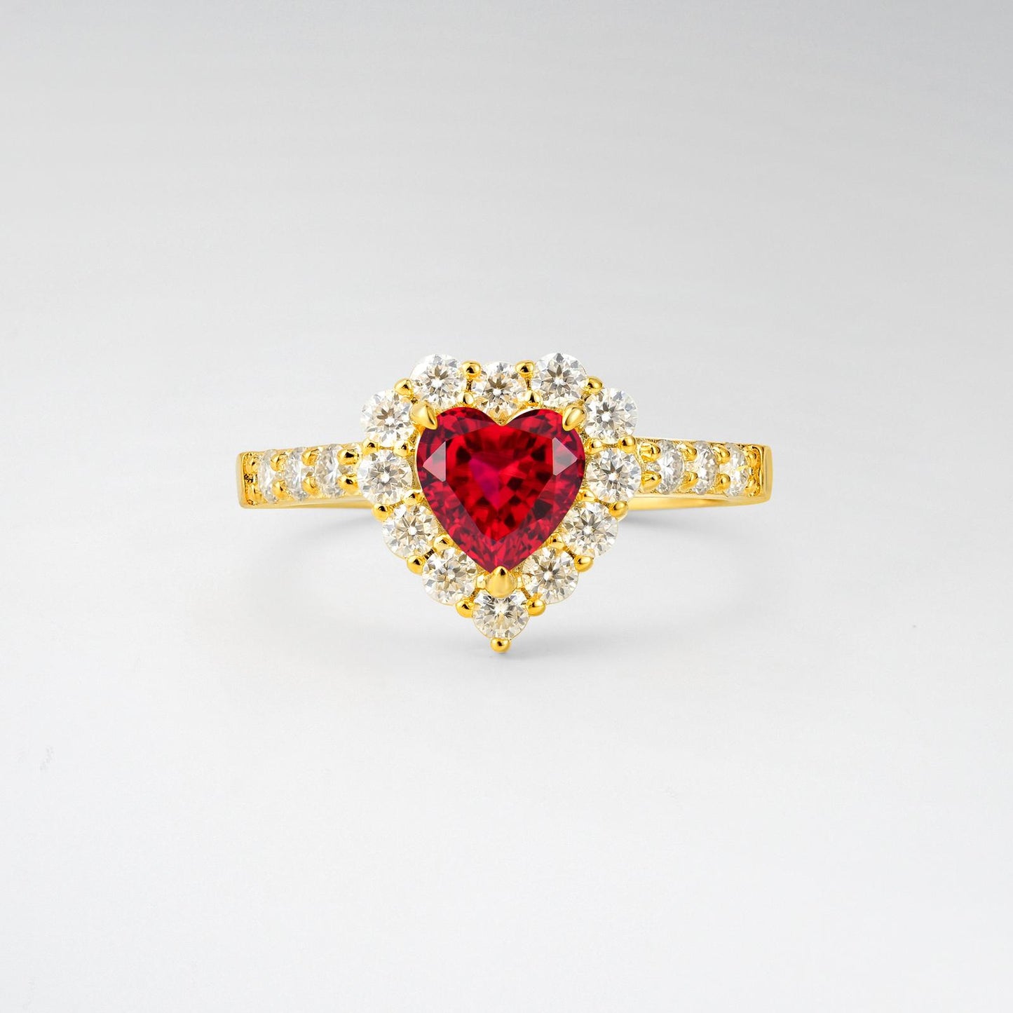 Heart Cut Ruby Halo Pave Engagement Ring - product view1