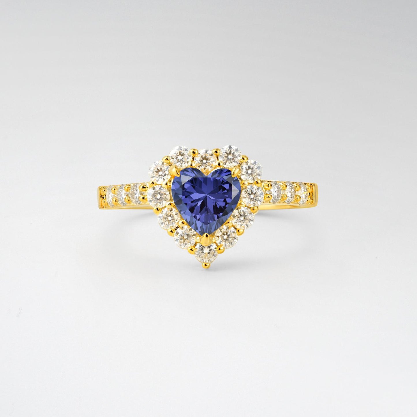 Heart Cut Tanzanite Halo Pave Engagement Ring - product view1