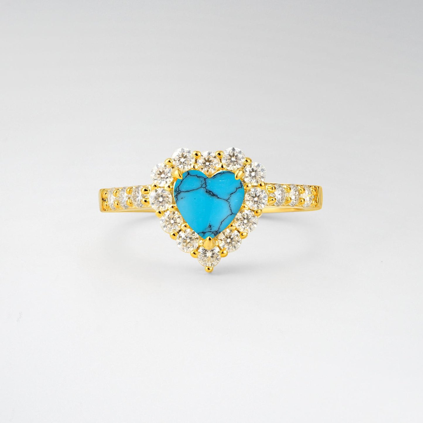 Heart Cut Turquoise Halo Pave Engagement Ring - product view1