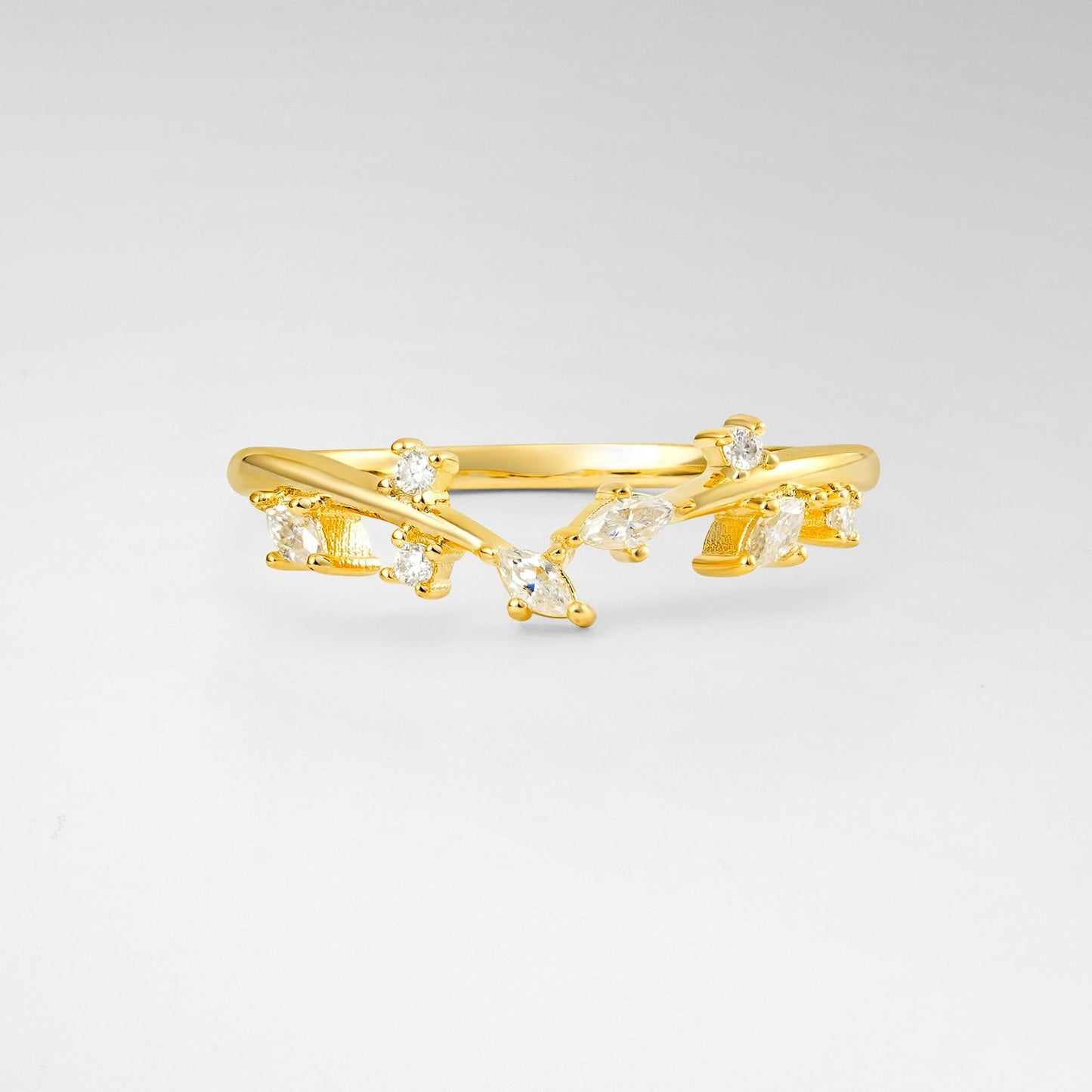 Nature-Inspired Marquise and Round Cut Moissanite Branch Wedding Ring - product view1